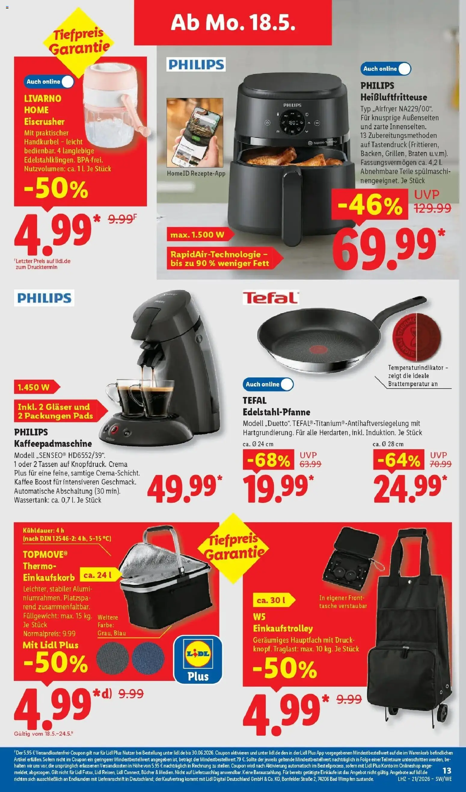Lidl Prospekt Weikersheim – gültig ab 17.05.2026 | Seite: 29 | Produkte: Tasche, Philips, Kaffee, Heißluftfritteuse