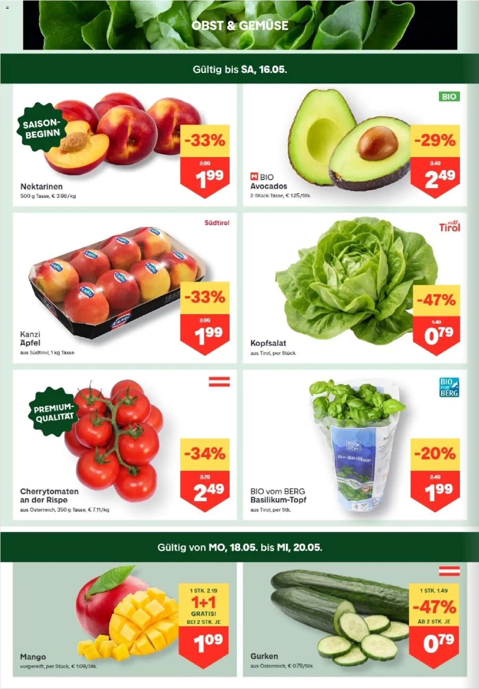 MPREIS Hohenems gültig ab 13.05.2026 | Seite: 2 | Produkte: Gurken, Gemüse, Obst, Äpfel