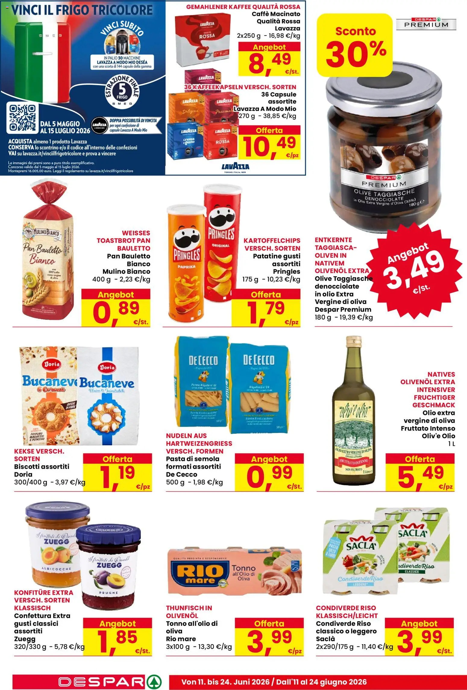 Volantino Despar del 11.06.2026 | Pagina: 12 | Prodotti: Crema, Biscotti, Albicocche, Macinato