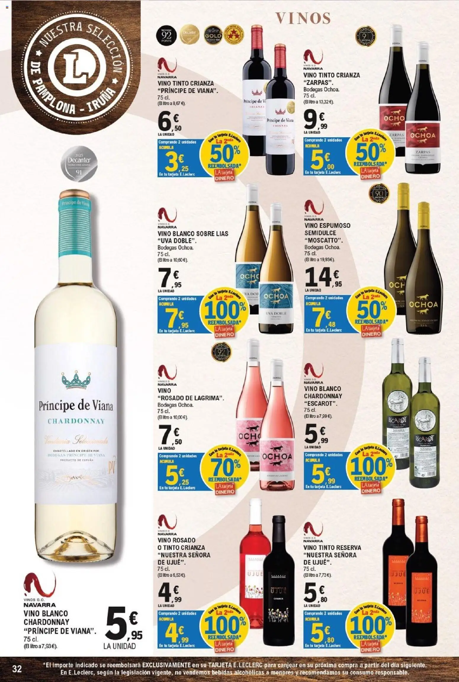E.Leclerc - Pamplona │ válido desde el 30/09/2026 | Página: 32 | Productos: Vino, Vino blanco, Bebidas, Vino espumoso