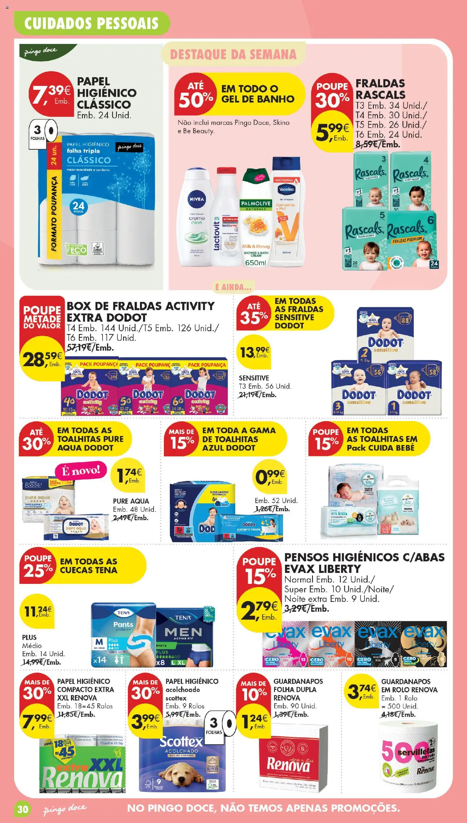 Pingo Doce Poupe Esta Semana Madeira │ válido de 29/09/2026 | Página: 30 | Produtos: Fraldas, Guardanapos, Banho, Mel