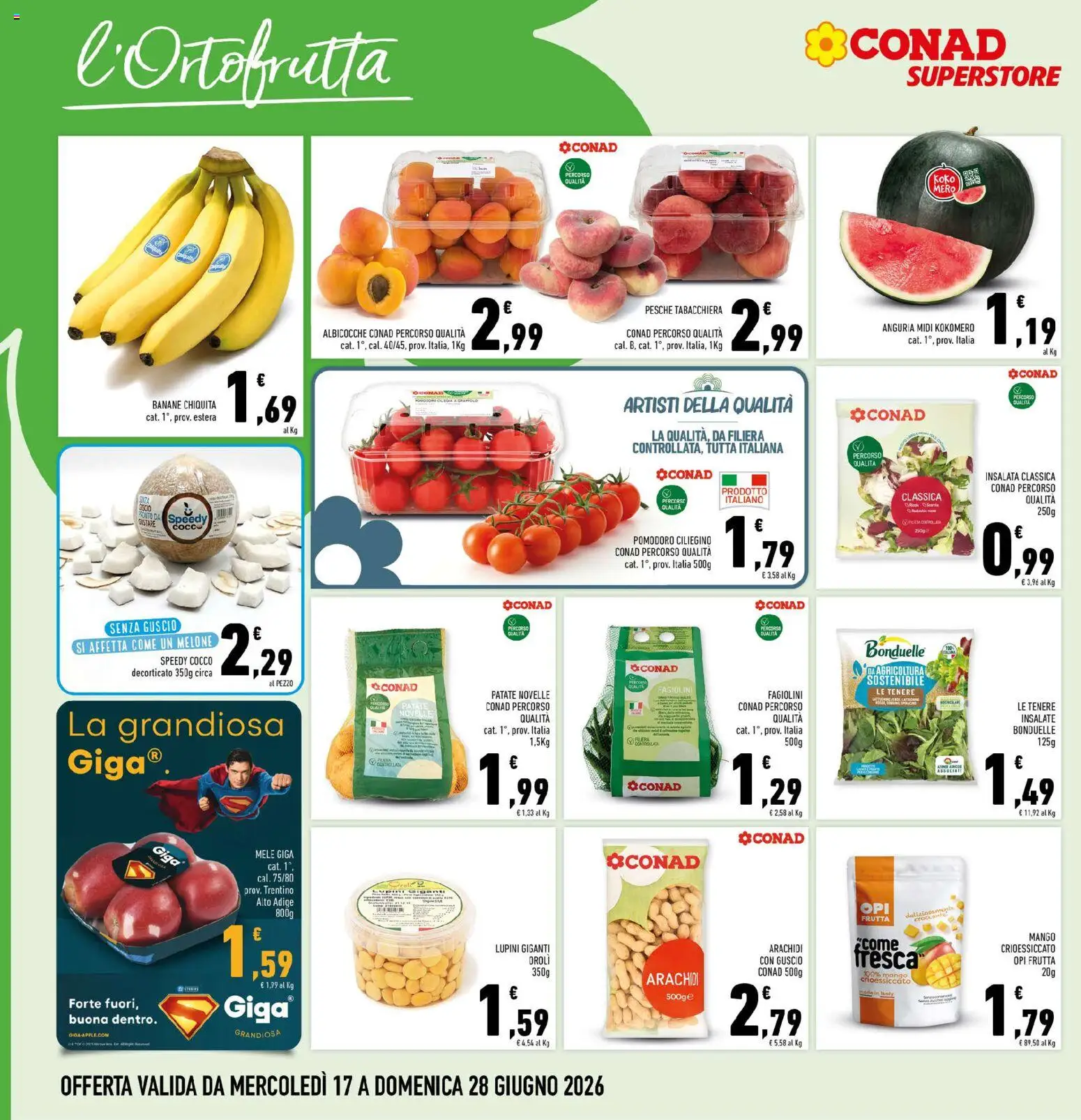 Volantino Conad del 17.06.2026 | Pagina: 4 | Prodotti: Mango, Anguria, Cocco, Albicocche