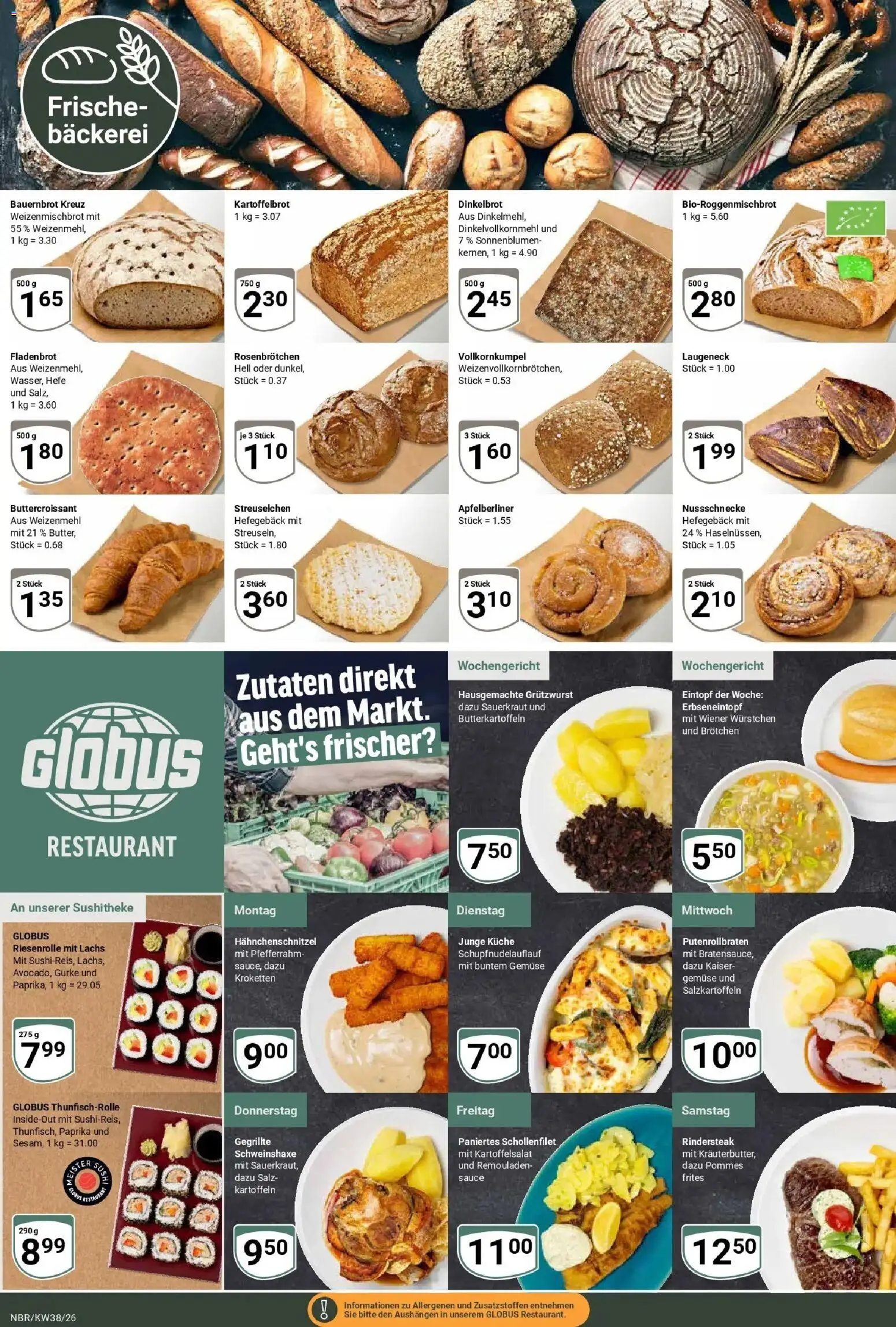 Globus Prospekt Neubrandenburg (ab 14.09.2026) » Angebote online | Seite: 7 | Produkte: Bäckerei, Küche, Lachs, Kartoffeln
