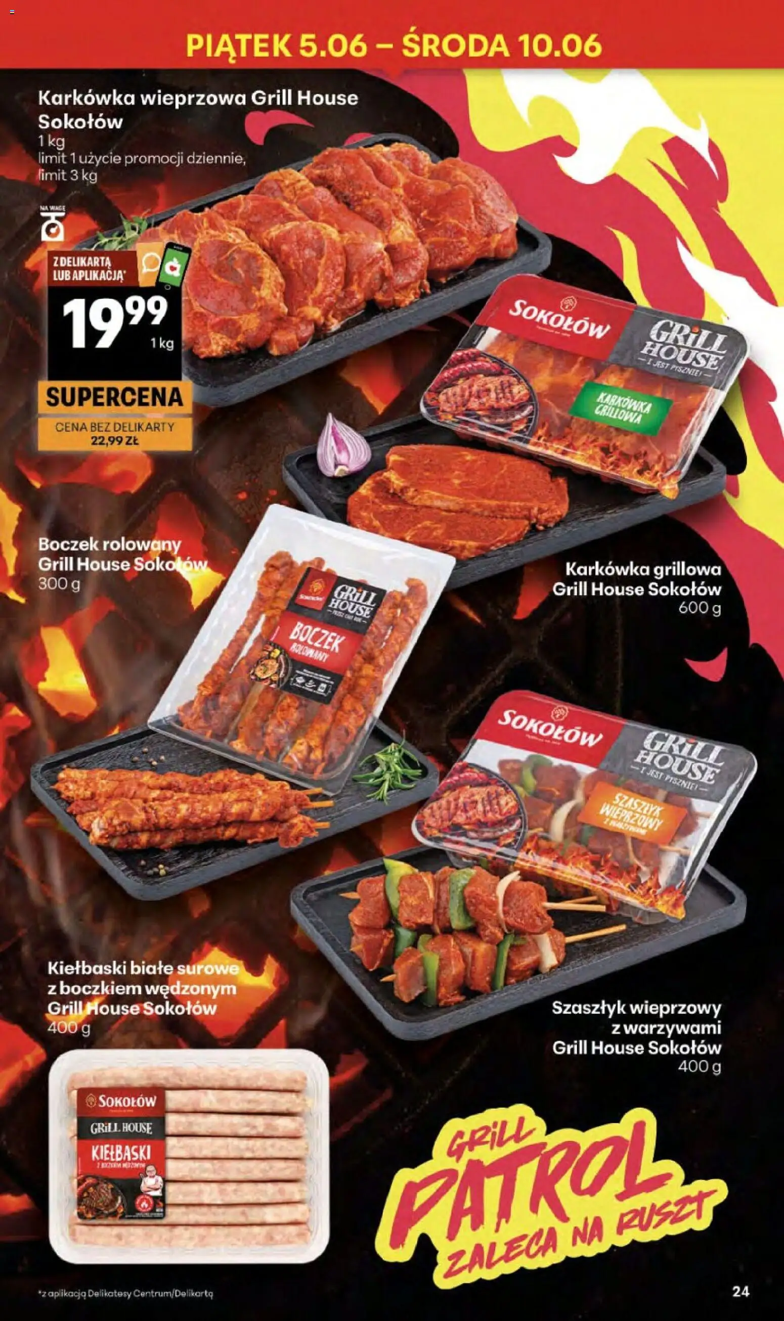 Delikatesy Centrum gazetka - Sklepy Własne od 03.06.2026 | Strona: 24 | Produkty: Karkówka wieprzowa, Grill, Kiełbaski, Delikatesy