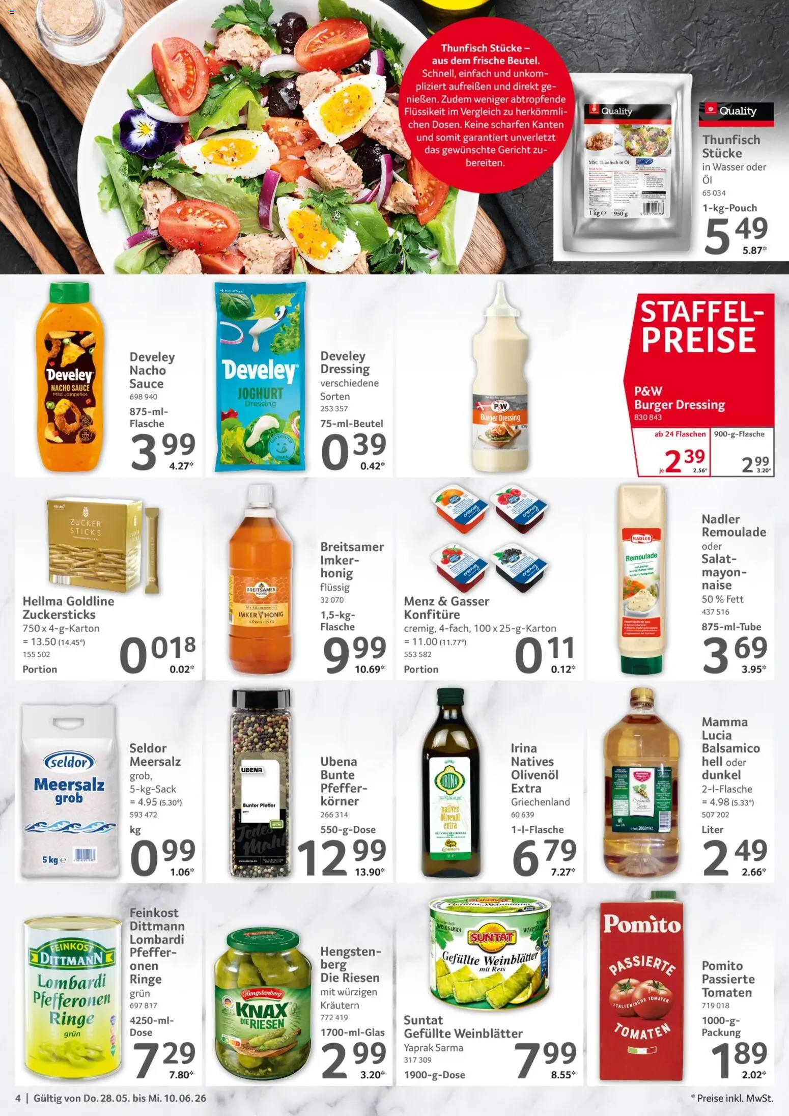 Selgros Gastronomie – gültig ab 28.05.2026 | Seite: 4 | Produkte: Öl, Thunfisch, Tomaten, Reis
