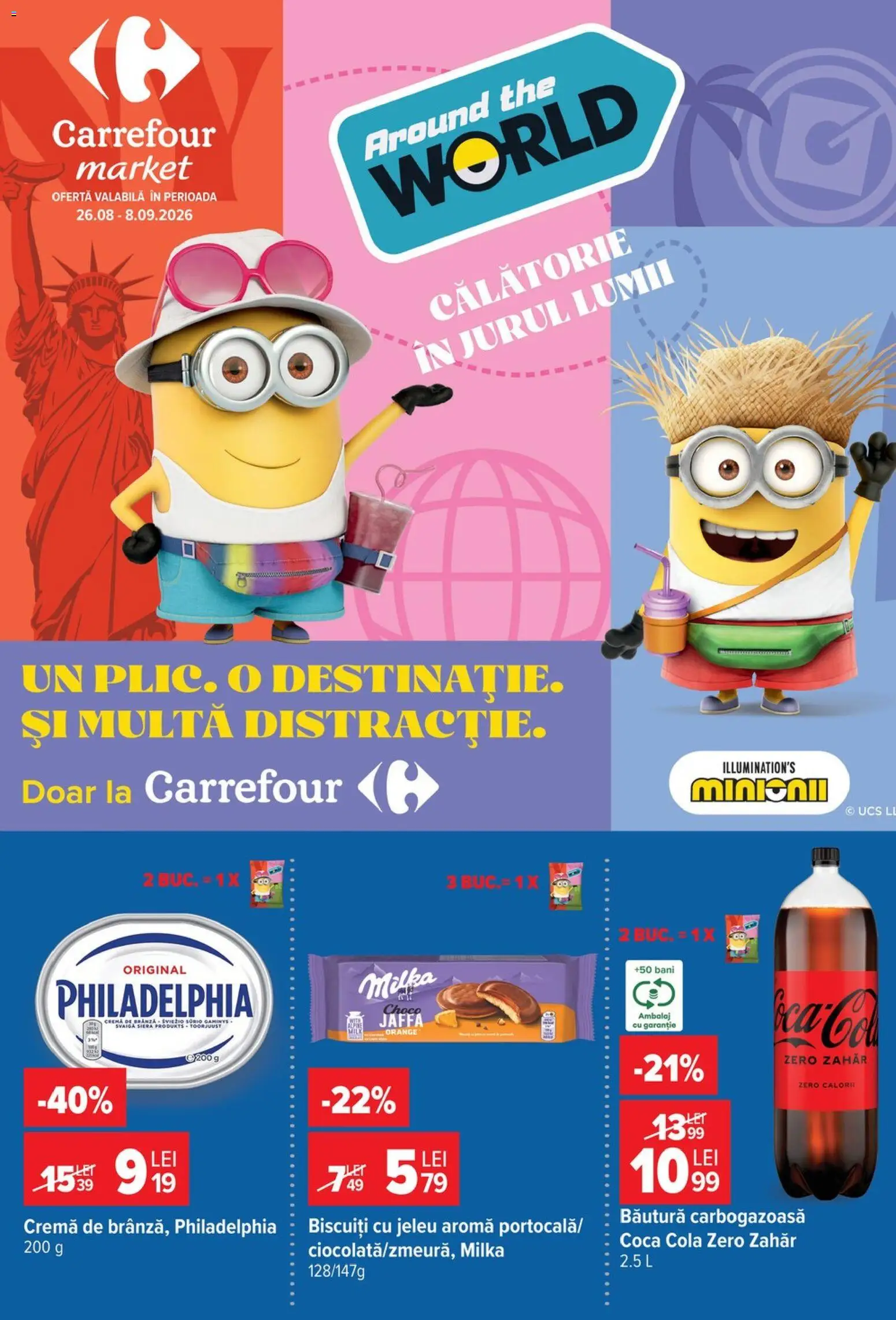Noul catalog Carrefour – valabil de la 26.08.2026 | Pagină: 1 | Produse: Zero, Cola, Coca cola, Cremă de brânză