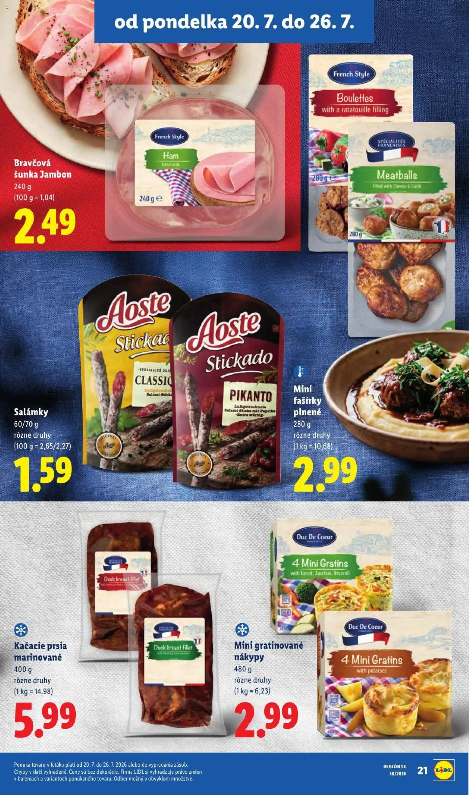 Nové Lidl akcie – leták je platný od 20.07.2026 | Strana: 35 | Produkty: Paprika, Šunka, Kačacie prsia, Fašírky