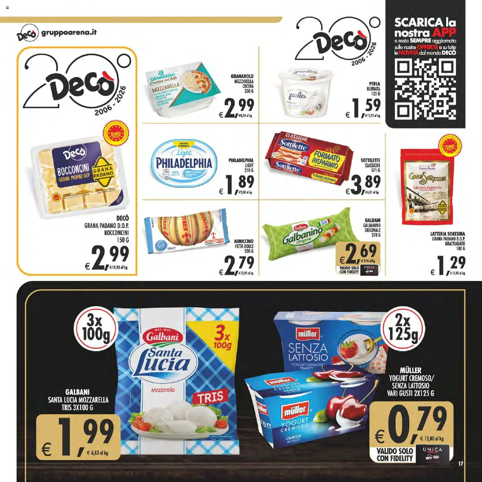 Volantino Decò del 29.05.2026 | Pagina: 17 | Prodotti: Yogurt, Mozzarella, Grana Padano, Burrata