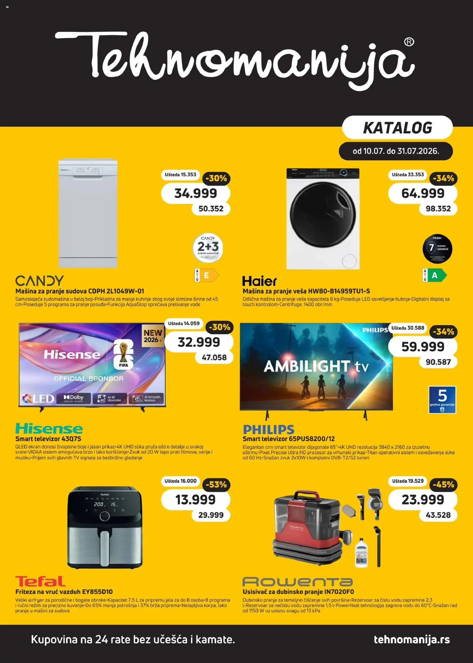 Tehnomanija katalog - važi od 10.07.2026 | Strana: 1 | Proizvode: Usisivač, Smart televizor, Friteza, Televizor