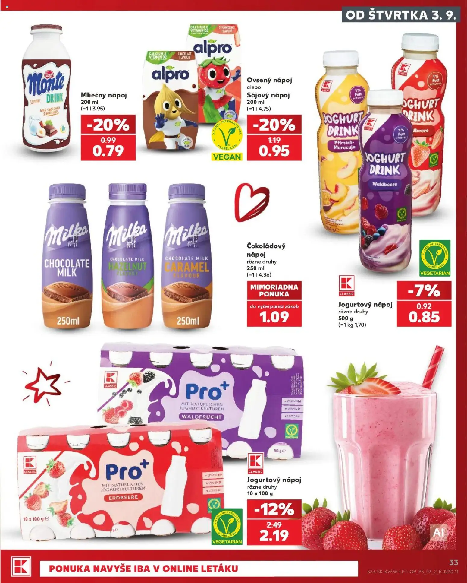 Nové Kaufland akcie – leták je platný od 03.09.2026 | Strana: 33 | Produkty: Milka, Alpro, Mak