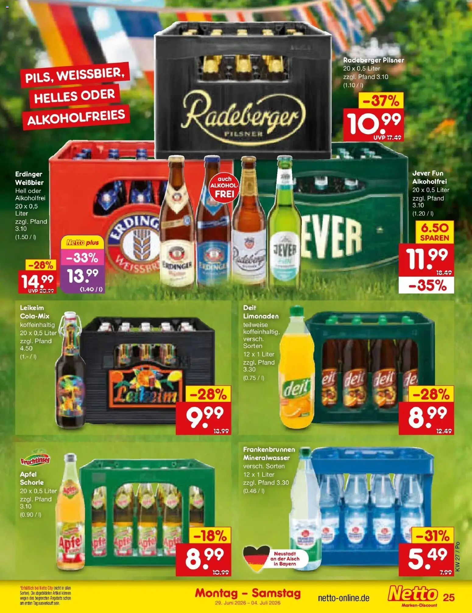 Netto Marken-Discount Prospekt Selb – gültig ab 28.06.2026 | Seite: 37 | Produkte: Erdinger, Weißbier, Äpfel, Mineralwasser
