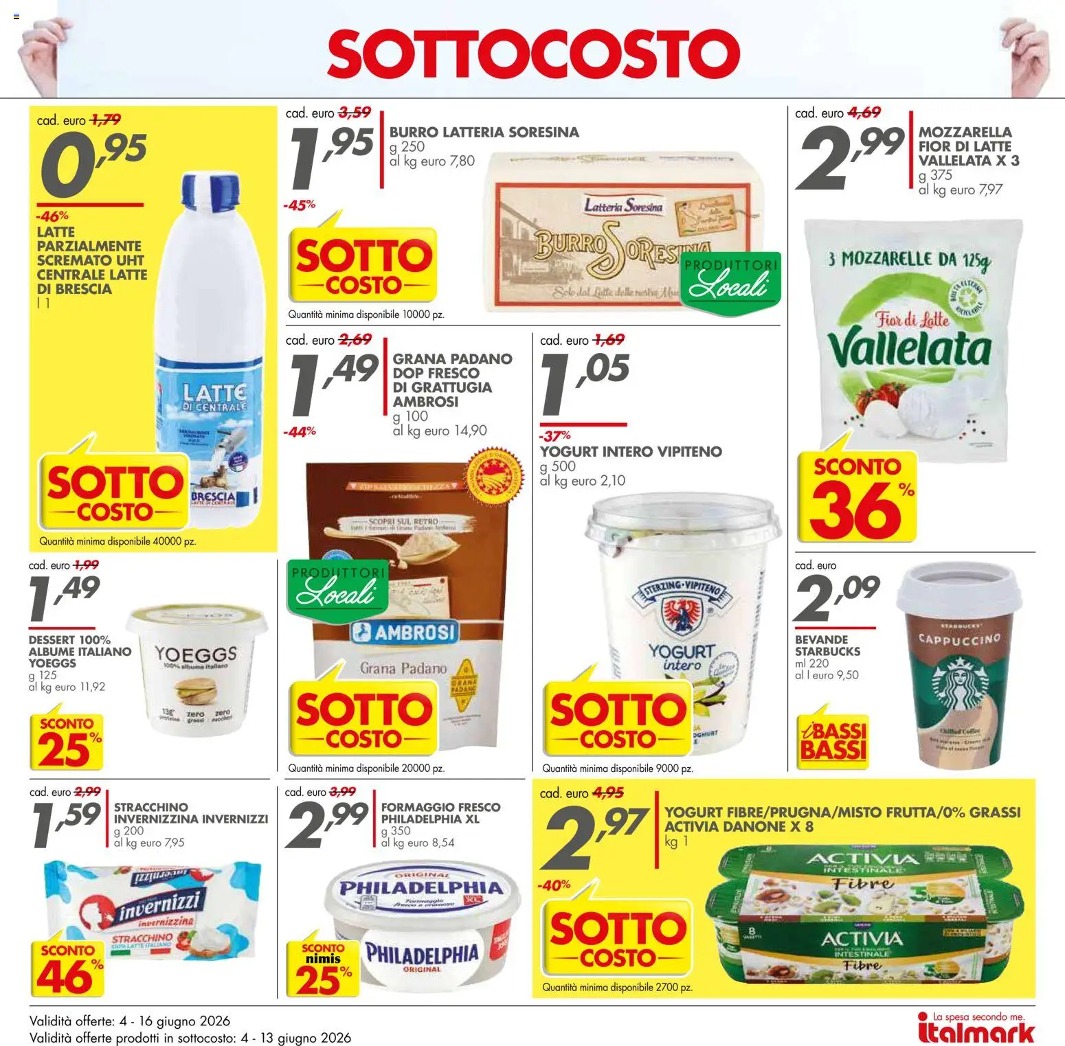 Volantino Italmark del 04.06.2026 | Pagina: 10 | Prodotti: Yogurt, Mozzarella, Grana Padano, Stracchino