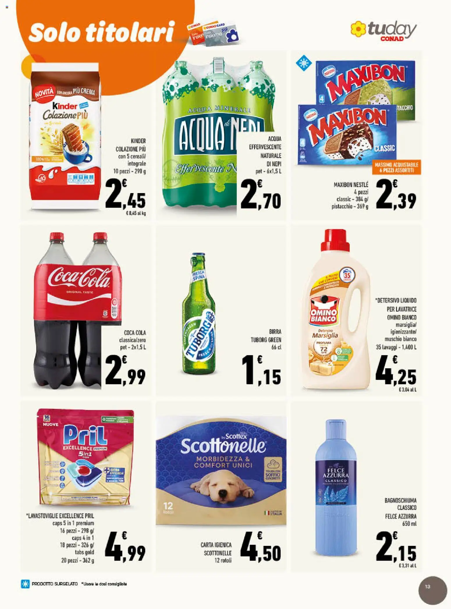 Volantino Conad del 09/09/2026 | Pagina: 13 | Prodotti: Birra Tuborg, Pistacchio, Birra, Lavatrice