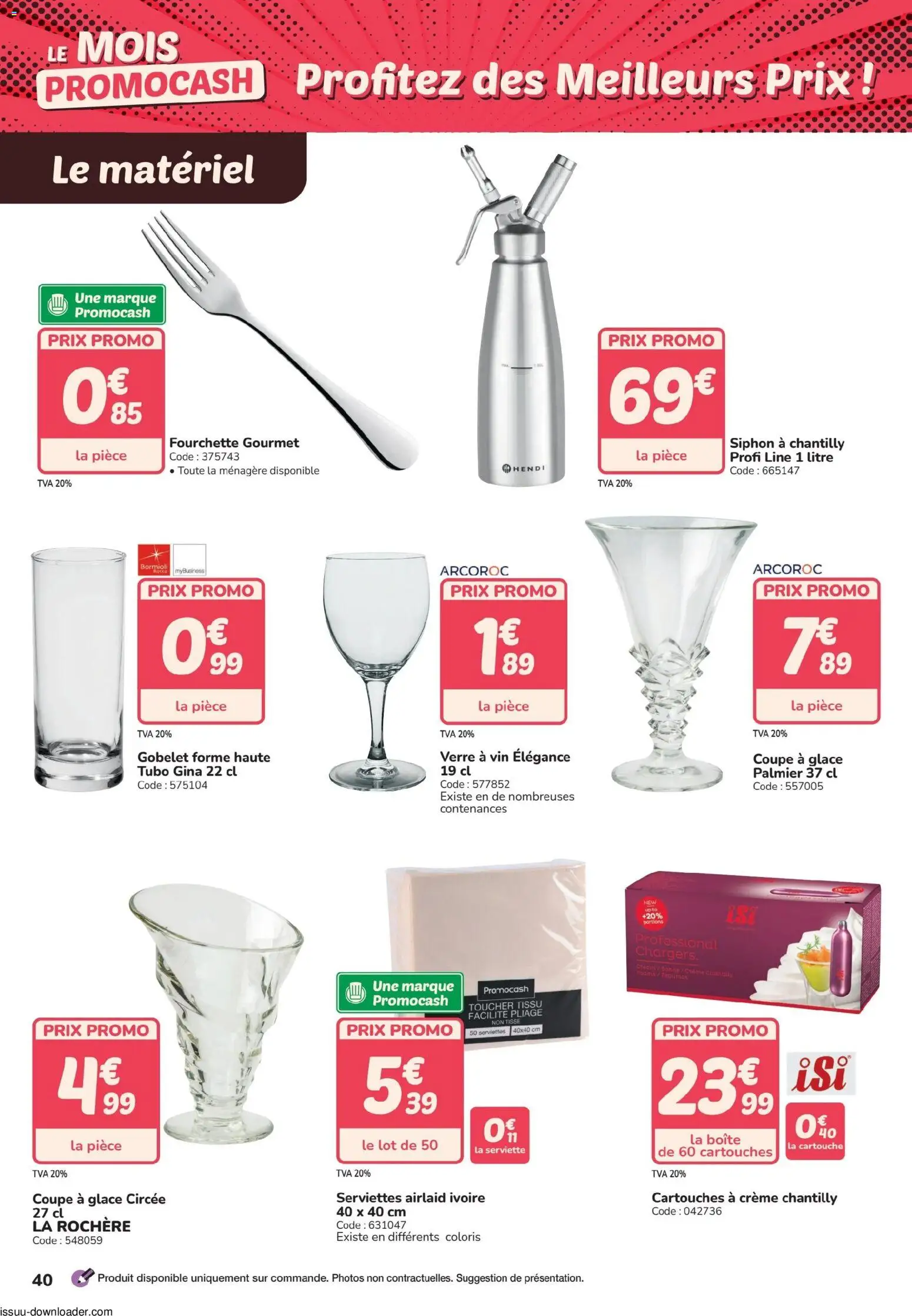 {H1} | Page: 40 | Produits: Crème chantilly, Vin, Cartouche, Crème