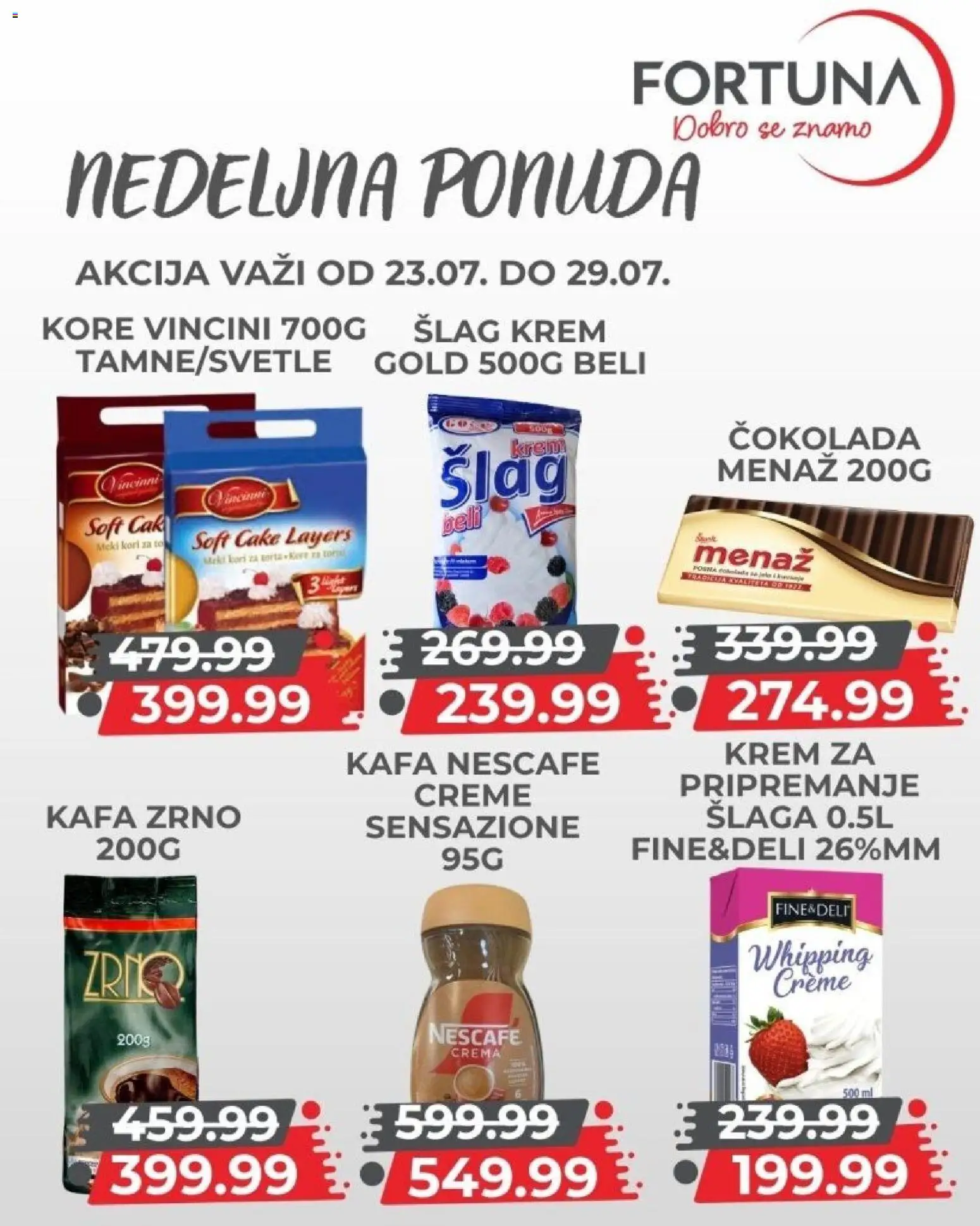Fortuna Market katalog - važi od 23.07.2026 | Strana: 8 | Proizvode: Šlag krem, Kafa, Čokolada, Nescafé
