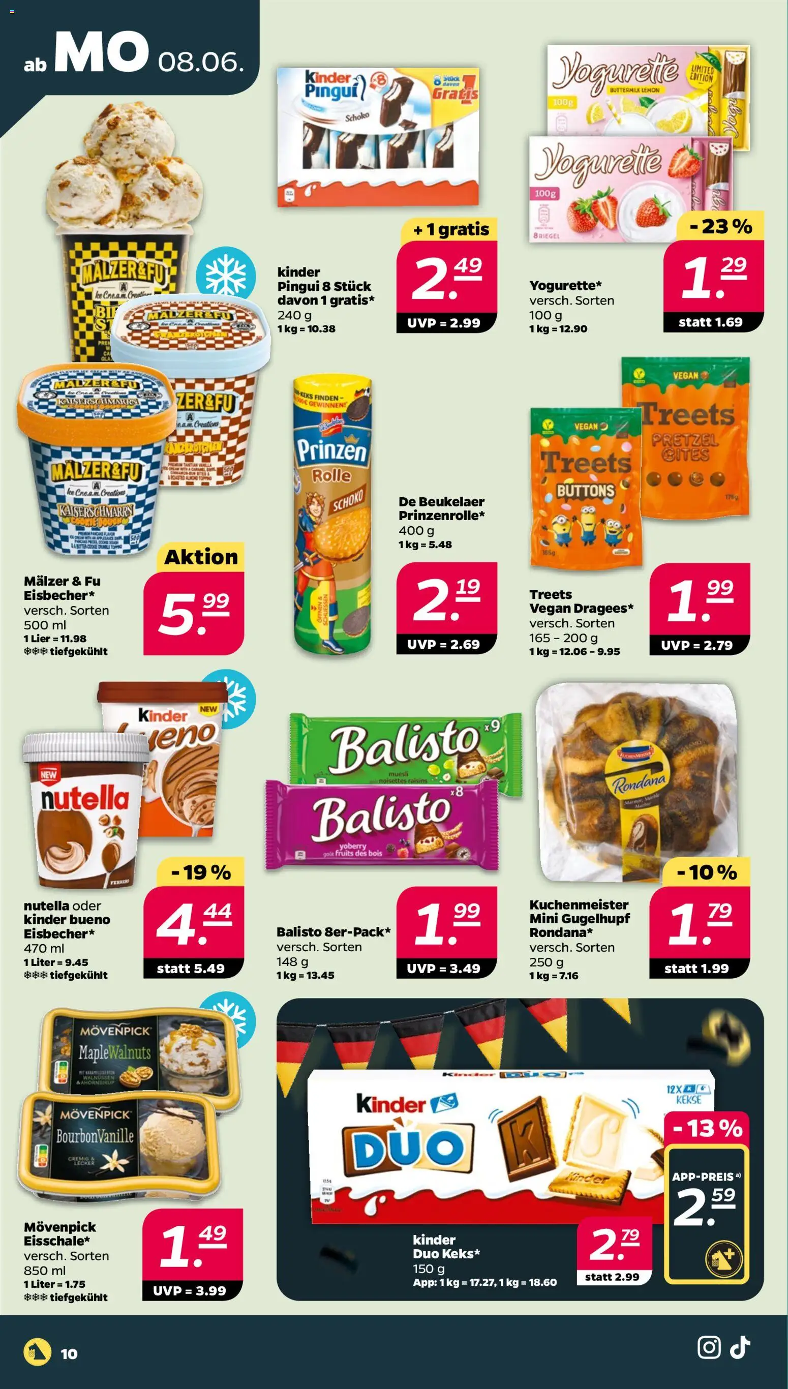 Netto Prospekt – gültig ab 08.06.2026 | Seite: 10 | Produkte: Yogurette, Kinder bueno, Nutella, Kekse