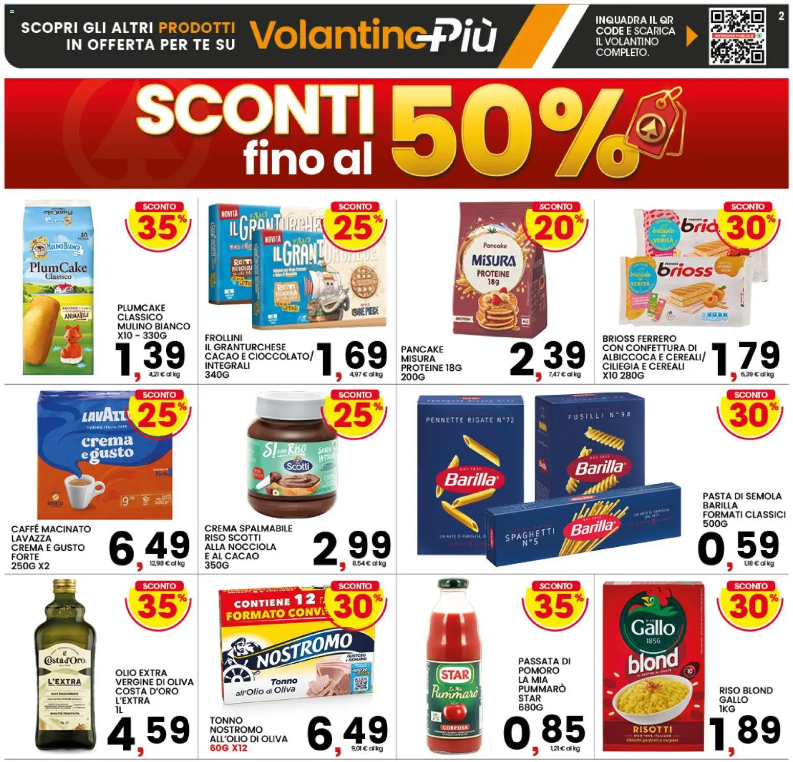 Volantino Interspar del 31/08/2026 | Pagina: 2 | Prodotti: Caffè, Pasta, Pennette, Frollini