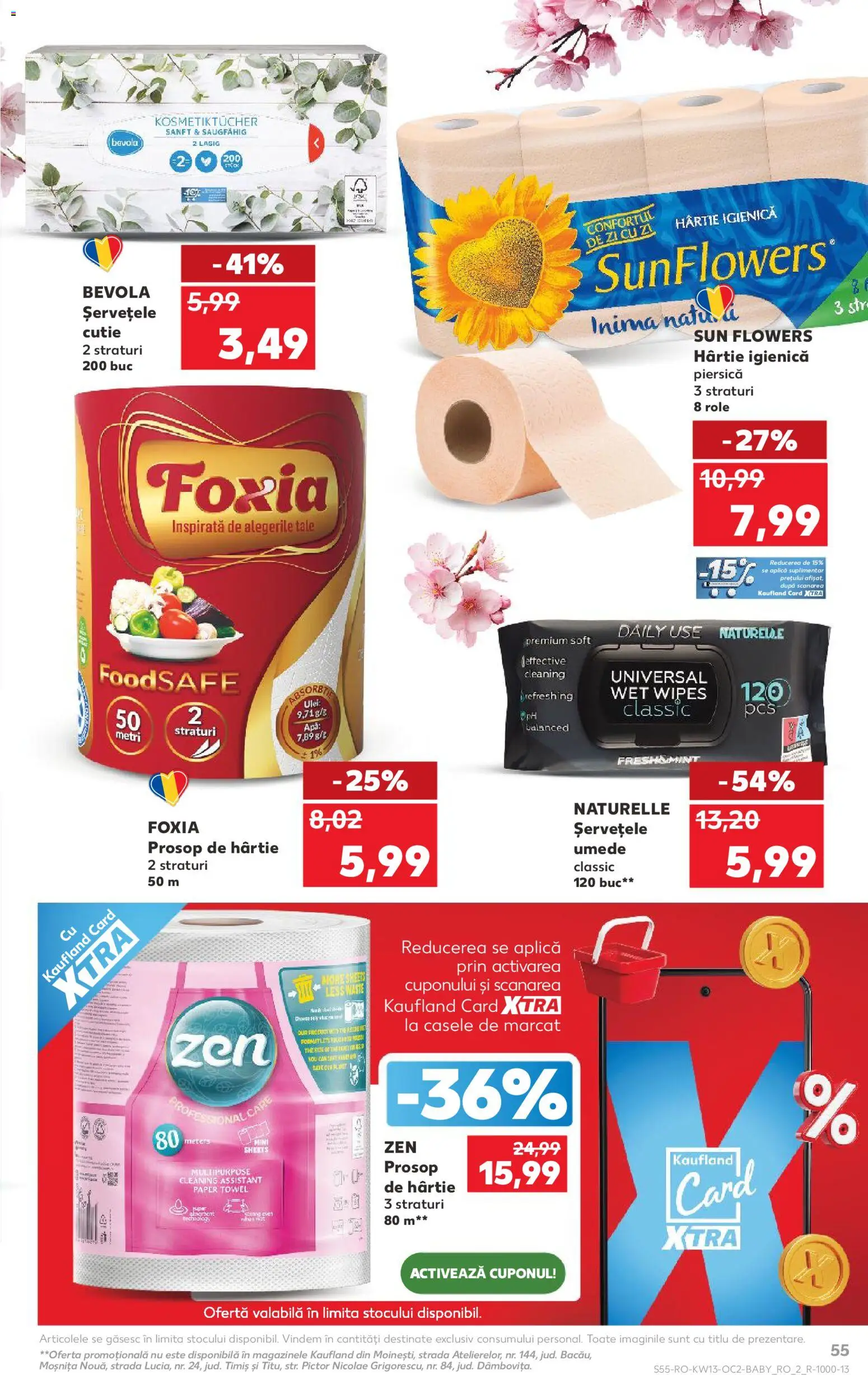 Noul catalog Kaufland – valabil de la 25.03.2026 | Pagină: 55 | Produse: Piersică, Role, Cutie, Șervețele umede