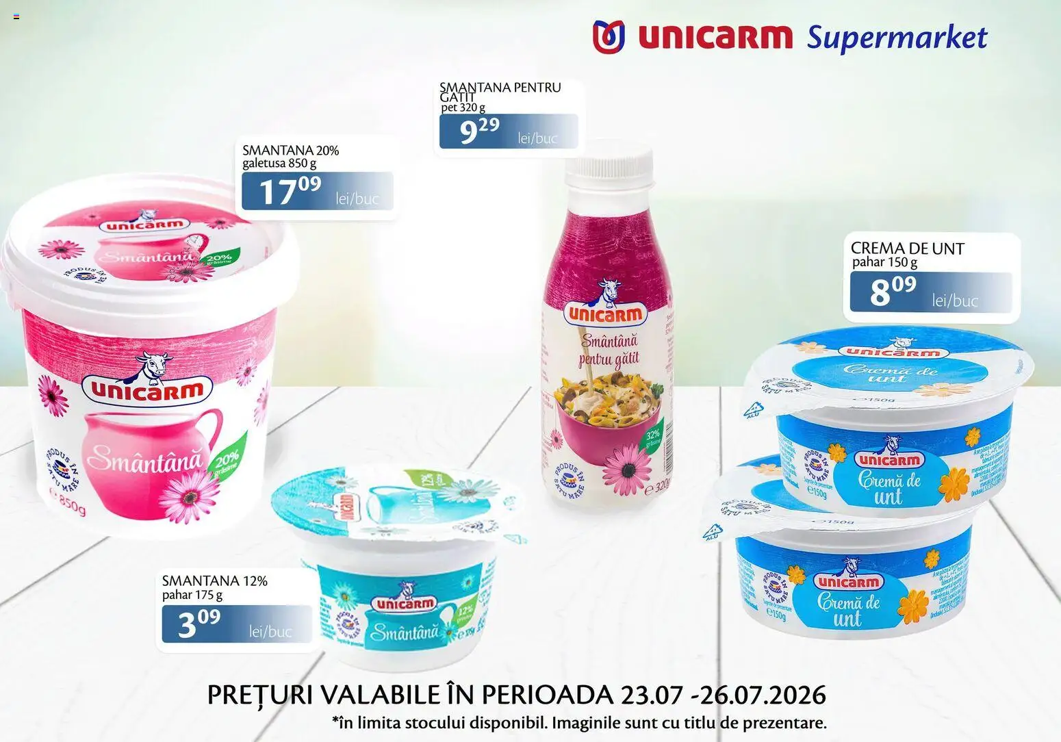 Noul catalog Unicarm – valabil de la 23.07.2026 | Pagină: 3 | Produse: Unt, Cremă, Smântână