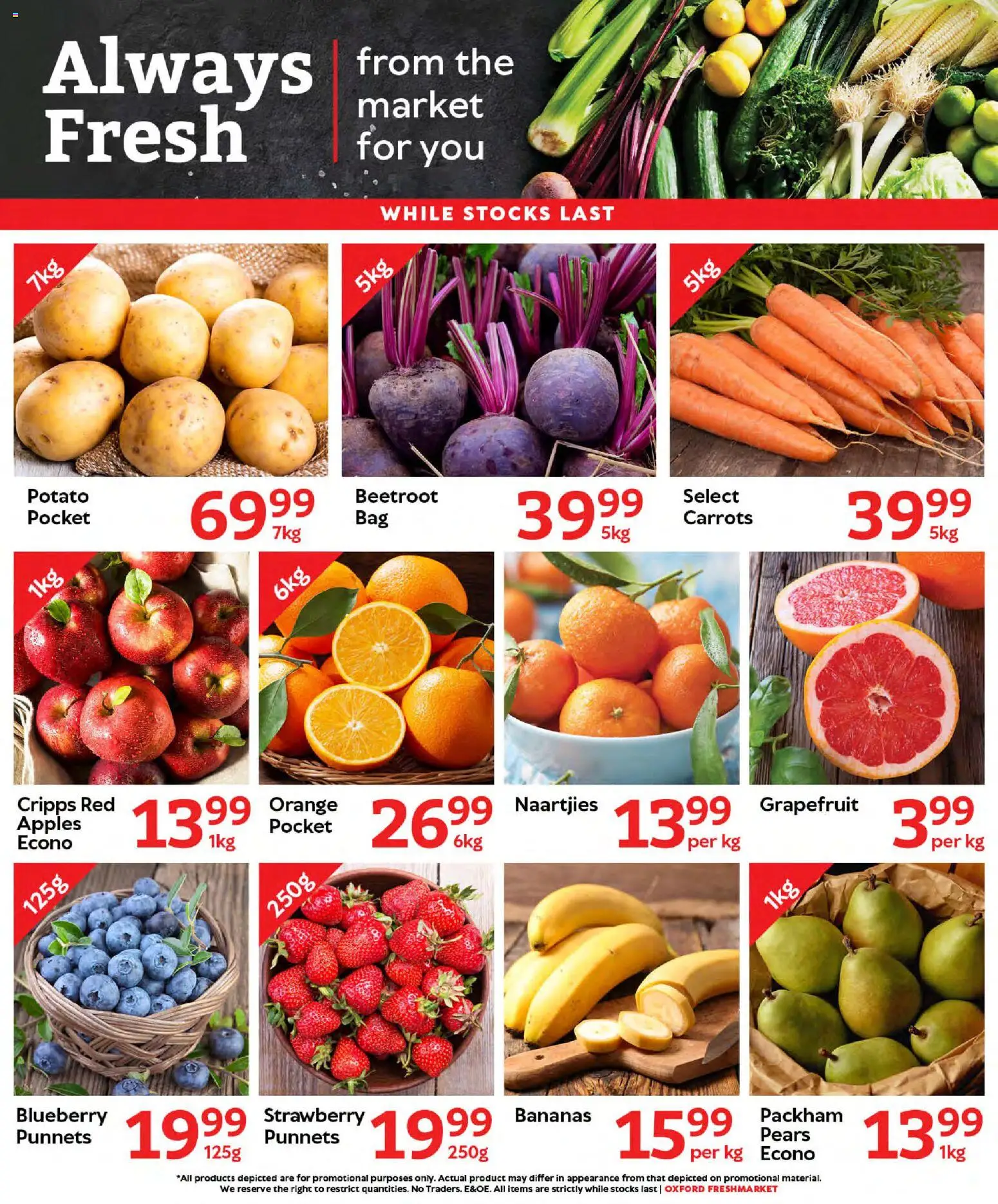 New Oxford Freshmarket catalogue – valid from 30/09/2026 | Page: 3 | Products: Pears, Apples, Bananas, Carrots