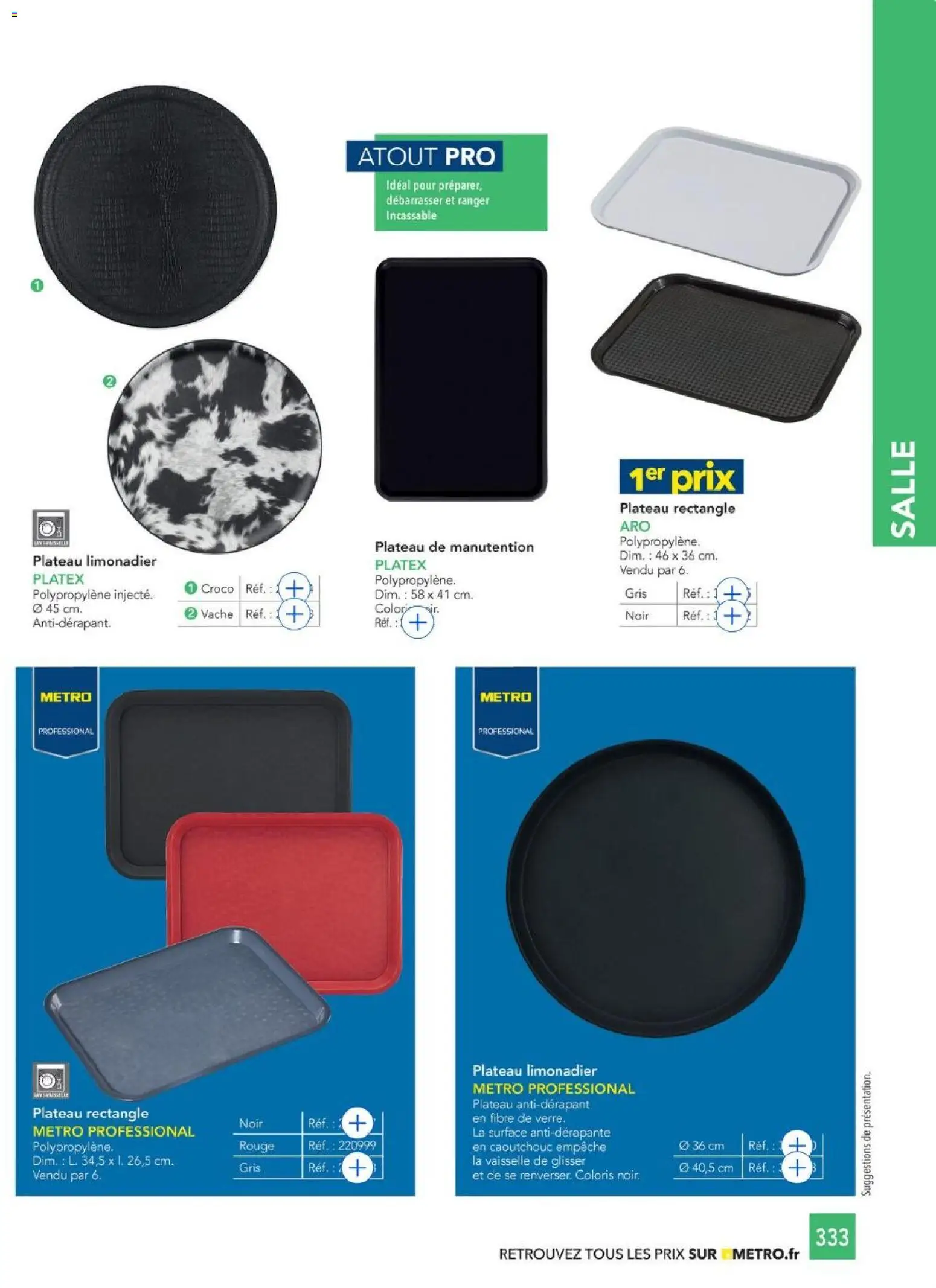 {H1} | Page: 333 | Produits: Vaisselle, Plateau, Plateau antidérapant