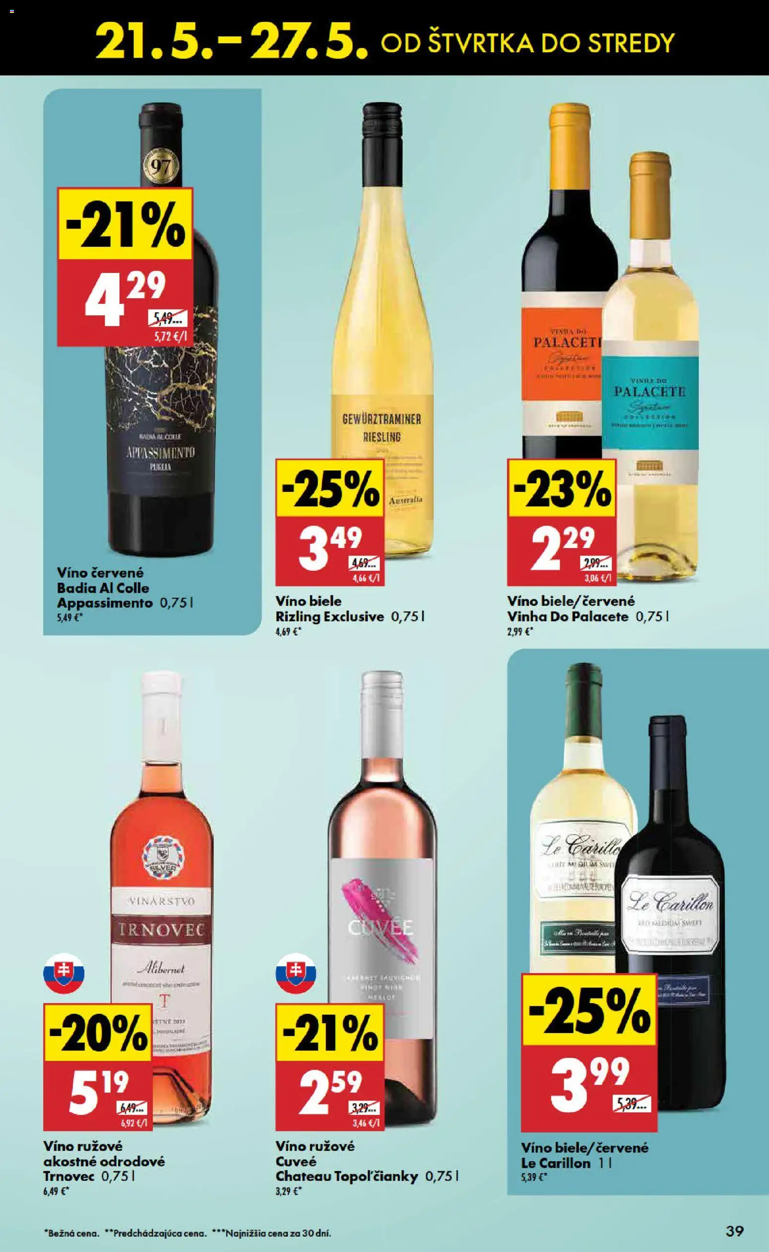 Nové Biedronka akcie – leták je platný od 21.05.2026 | Strana: 39 | Produkty: Biele víno, Víno, Rúžové víno