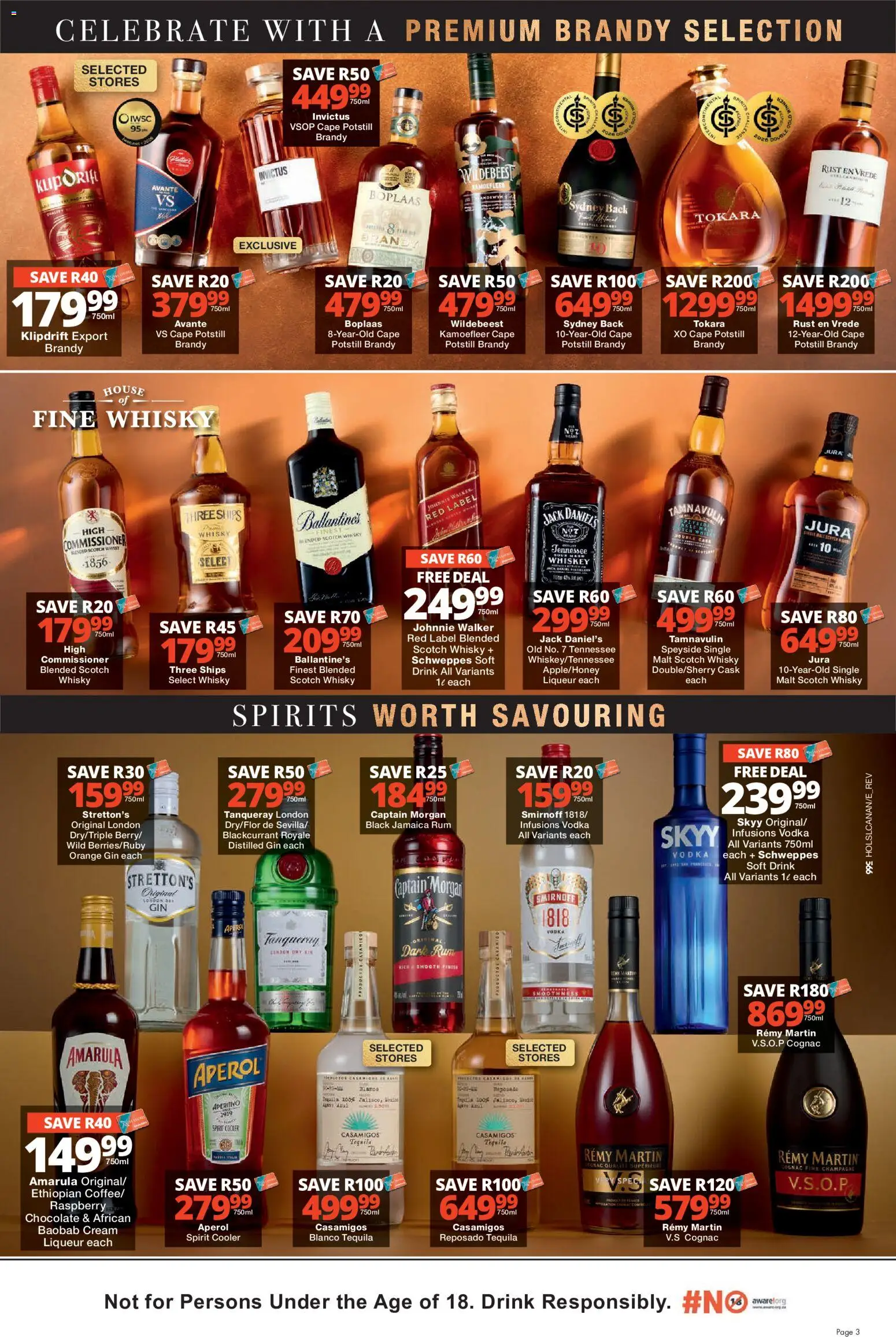 New Checkers catalogue – valid from 23/09/2026 | Page: 3 | Products: Rum, Aperol, Whiskey, Cognac
