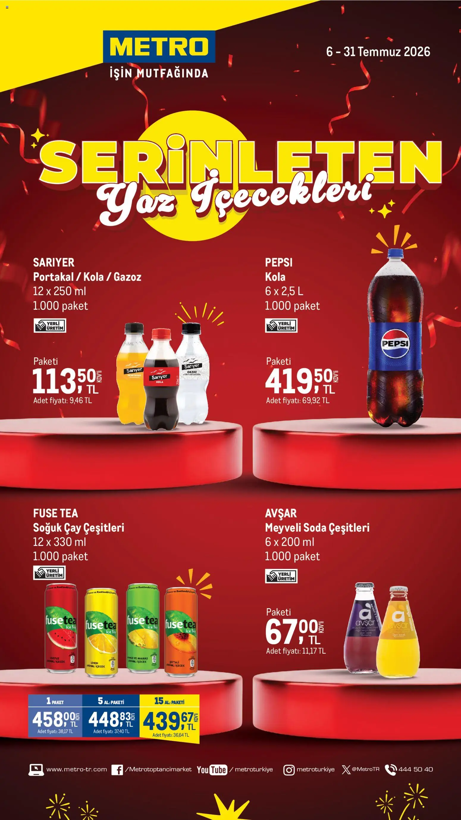 Metro - İçecek Festivali 2026 - 06 Temmuz 2026 tarihinden itibaren geçerlidir | Sayfa: 1 | Ürünler: Fuse tea, Limon, Soğuk çay, Ice tea