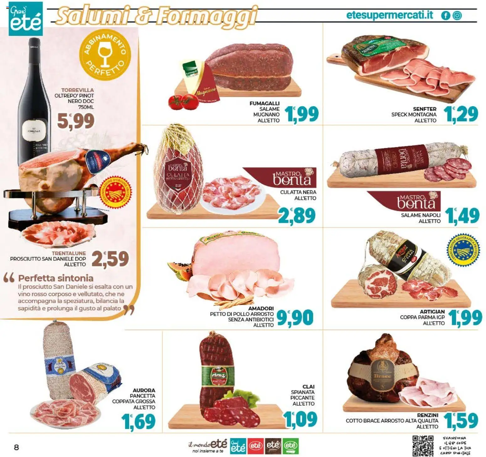 Volantino Eté del 19/08/2026 | Pagina: 8 | Prodotti: Petto di Pollo, Salame, Pollo, Bilancia