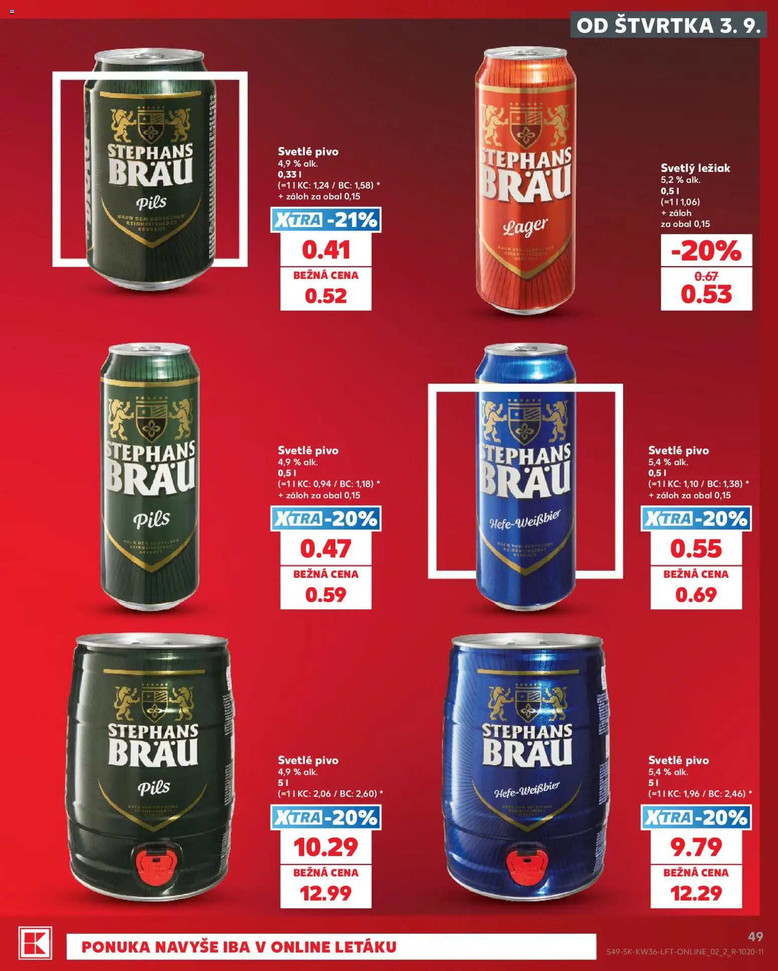 Nové Kaufland akcie – leták je platný od 03.09.2026 | Strana: 49 | Produkty: Pivo
