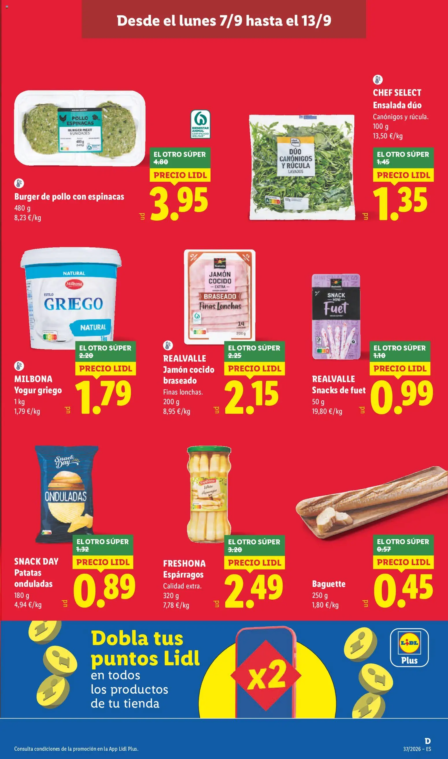 Lidl folleto │ válido desde el 07/09/2026 | Página: 3 | Productos: Baguette, Yogur, Yogur griego, Pollo