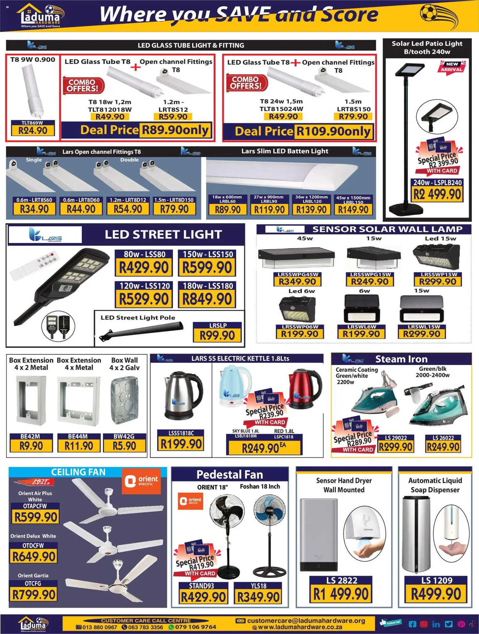 New Laduma Hardware catalogue – valid from 01.04.2026 | Page: 18 | Products: Pedestal, Fan, Box, Light