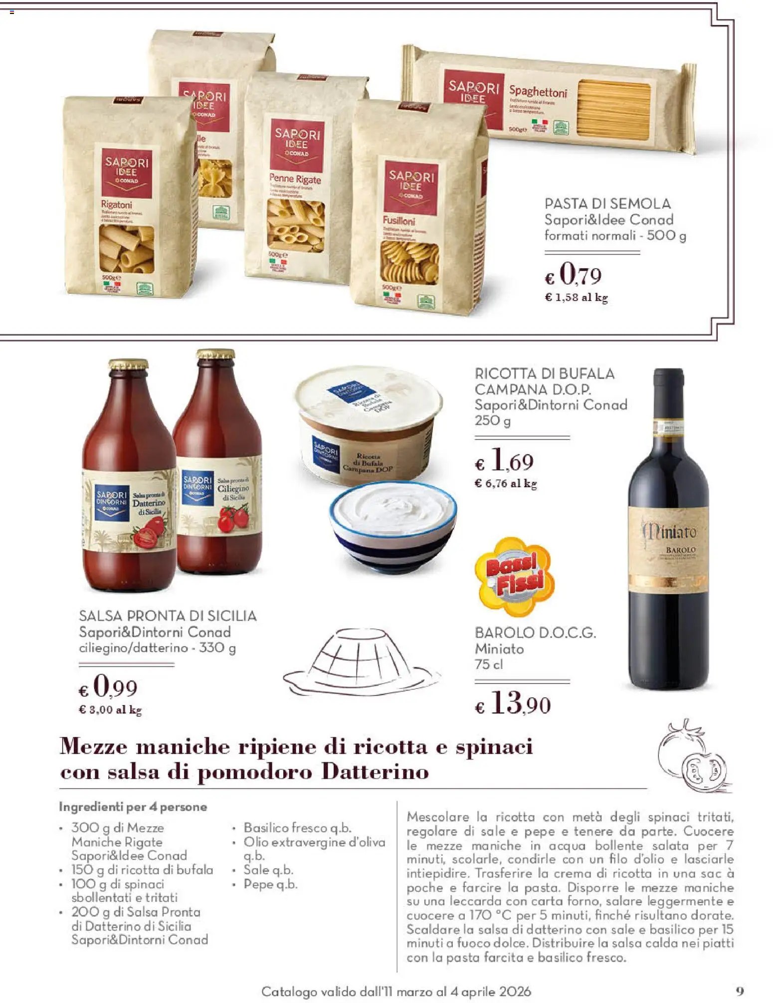 Volantino Conad del 11.03.2026 | Pagina: 9 | Prodotti: Acqua, Sale, Pepe, Penne