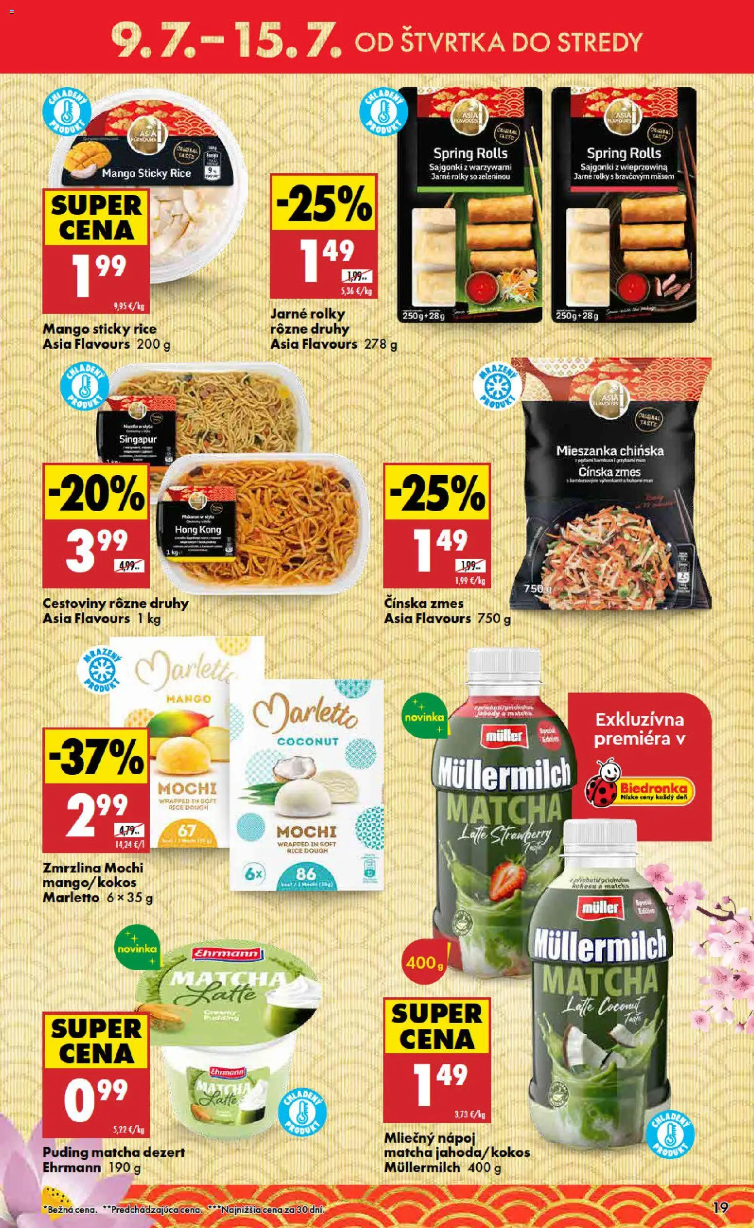 Nové Biedronka akcie – leták je platný od 09.07.2026 | Strana: 19 | Produkty: Cestoviny, Puding, Zmrzlina, Mango