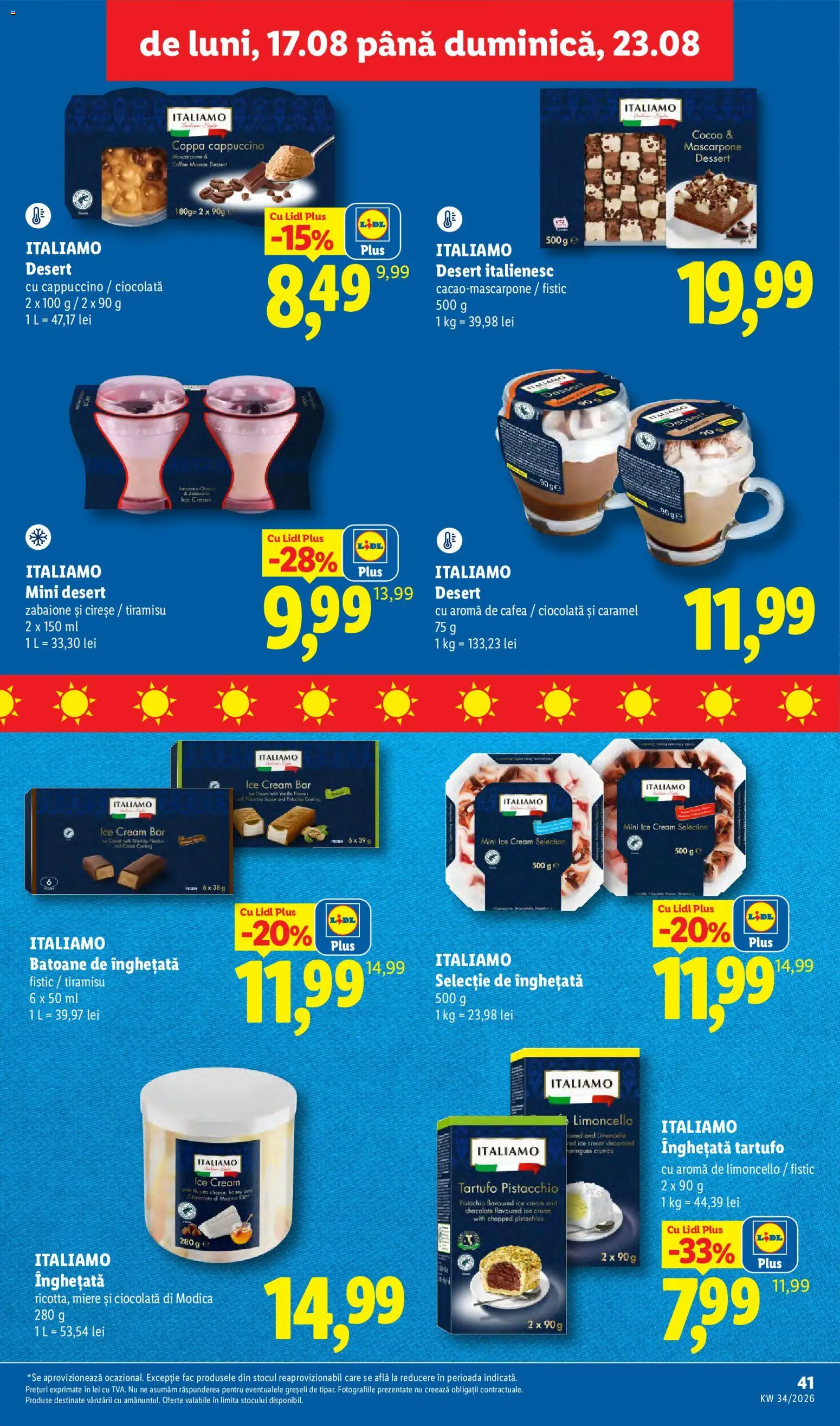 Noul catalog Lidl – valabil de la 17.08.2026 | Pagină: 41 | Produse: Cappuccino, Ciocolată, Fistic, Plus