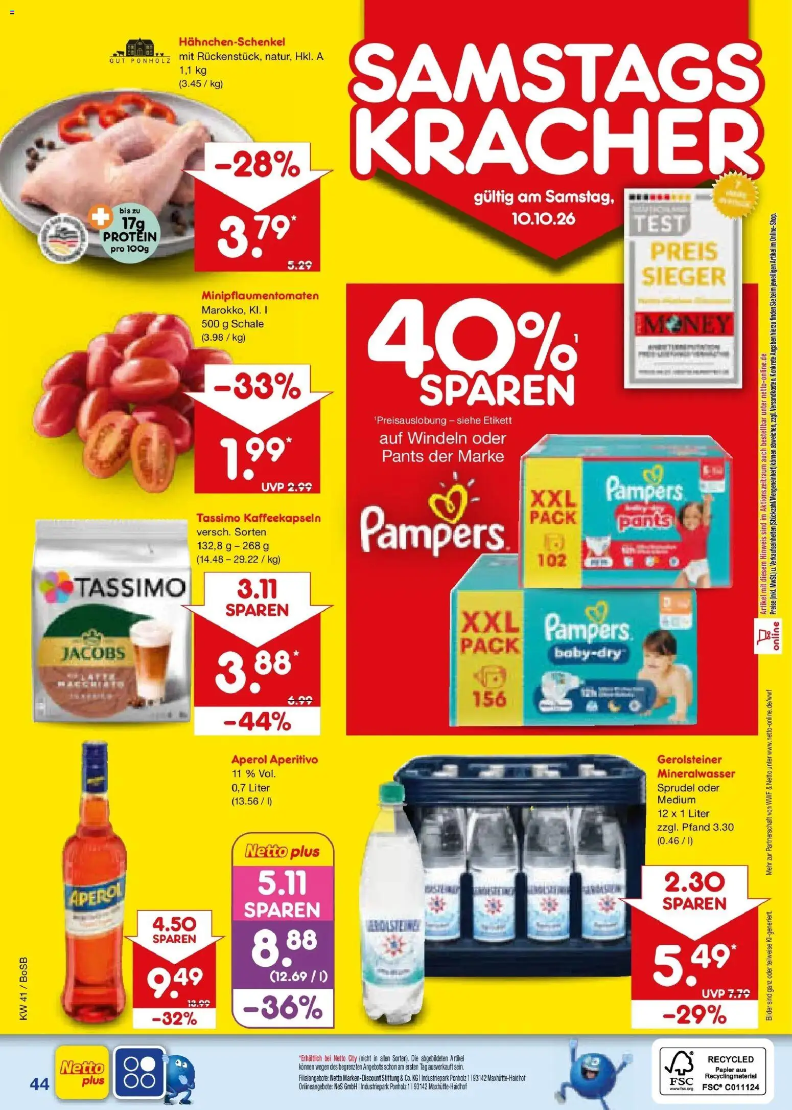 Netto Marken-Discount Prospekt Bochum – gültig ab 05.10.2026 | Seite: 56 | Produkte: Pampers, Mineralwasser, Aperol, Gerolsteiner