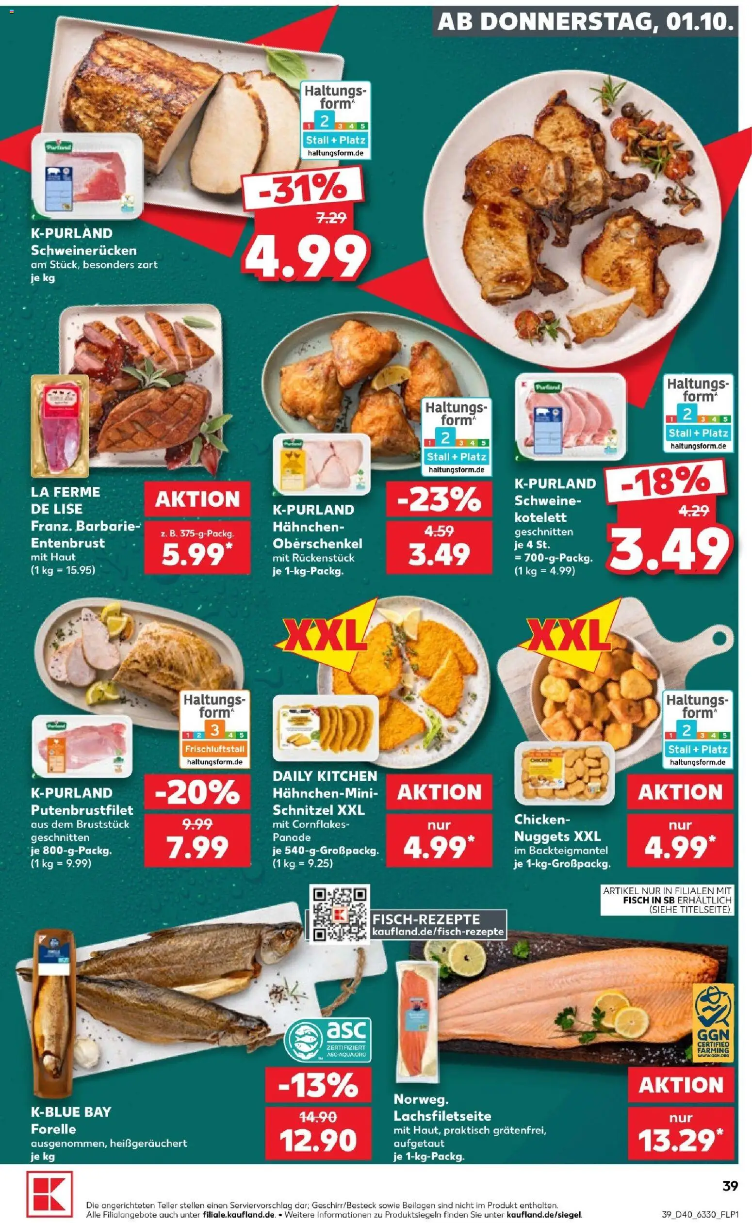 Kaufland Prospekt Kiel – gültig ab 01.10.2026 | Seite: 43 | Produkte: Hahnchen, Schnitzel, Fisch, Schweinerucken
