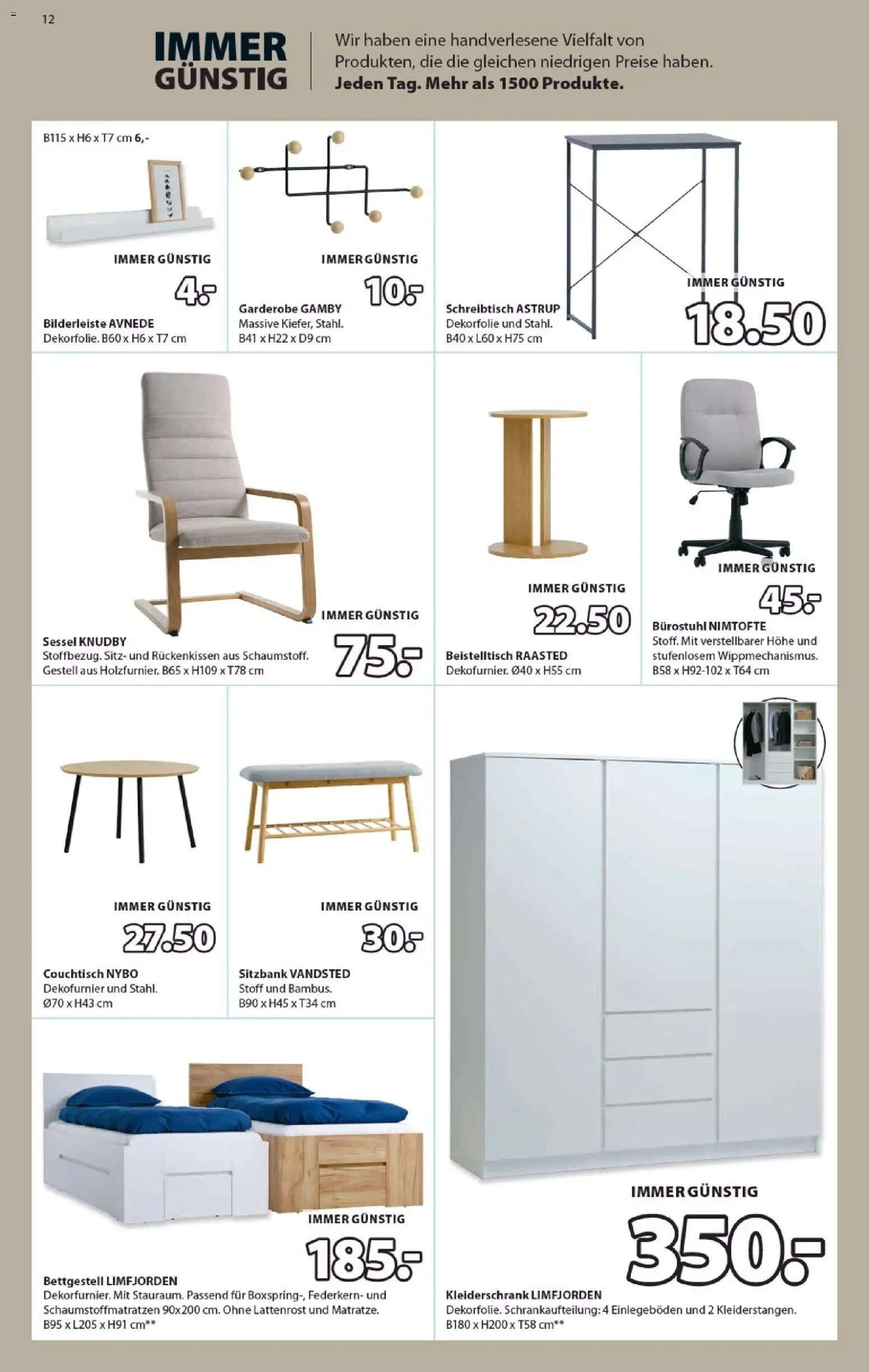 JYSK Flugblatt gültig ab 26.10.2026 | Seite: 12 | Produkte: Kleiderschrank, Lattenrost, Sessel, Couchtisch