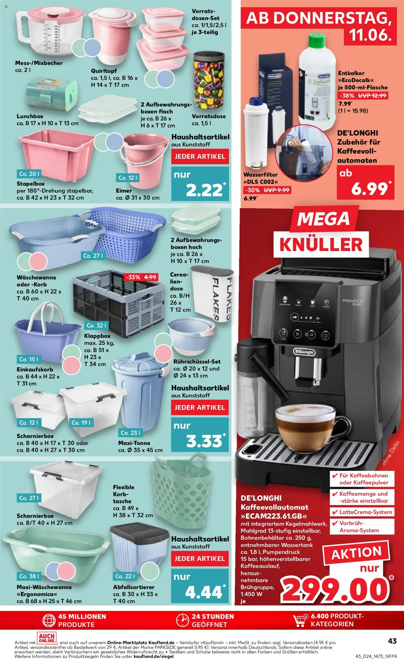 Kaufland Prospekt – gültig ab 11.06.2026 | Seite: 43 | Produkte: Tasche, Korb, Kaffeevollautomat