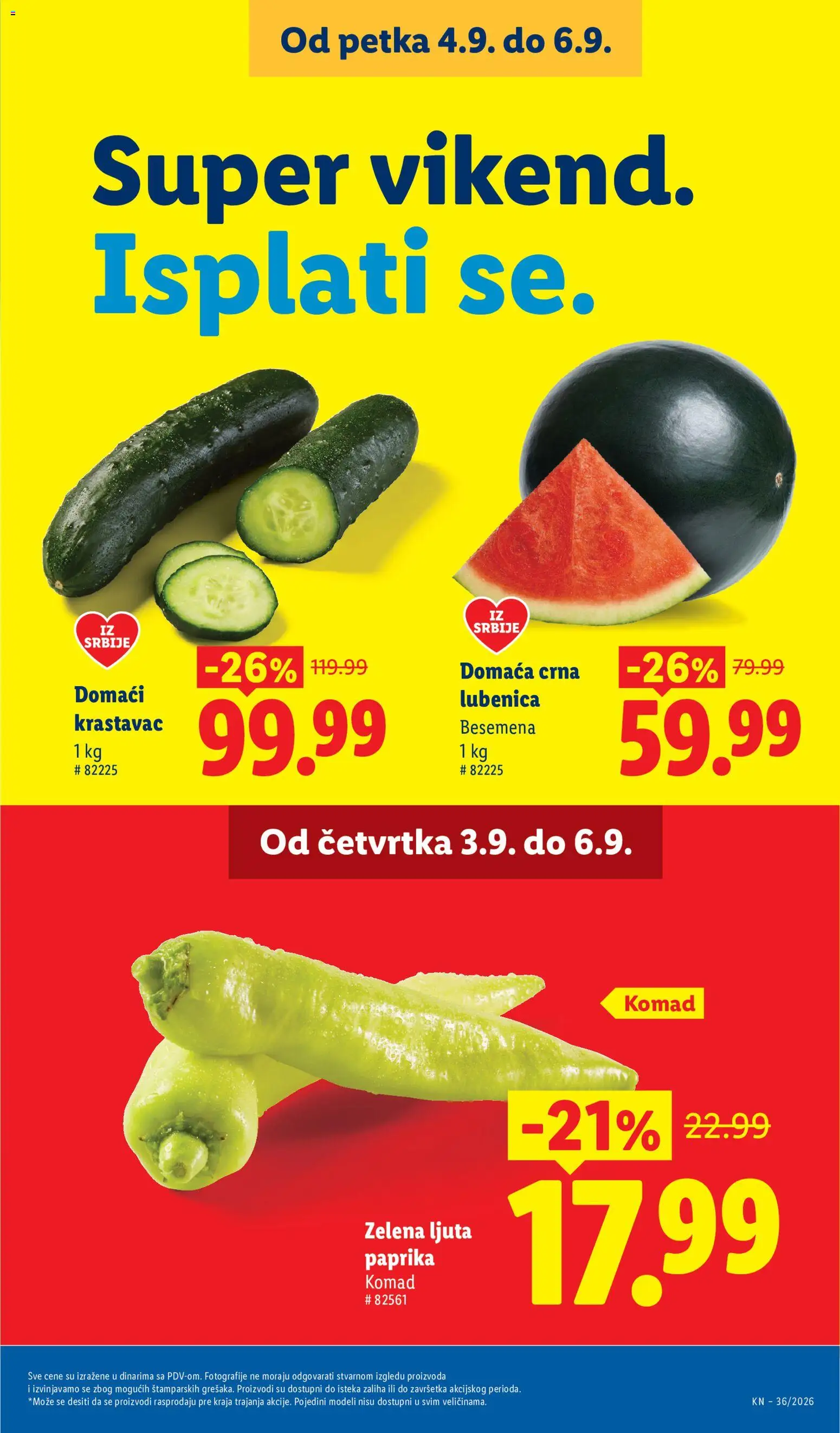 Lidl katalog - važi od 03.09.2026 | Strana: 23 | Proizvode: Krastavac, Ljuta paprika, Paprika, Lubenica