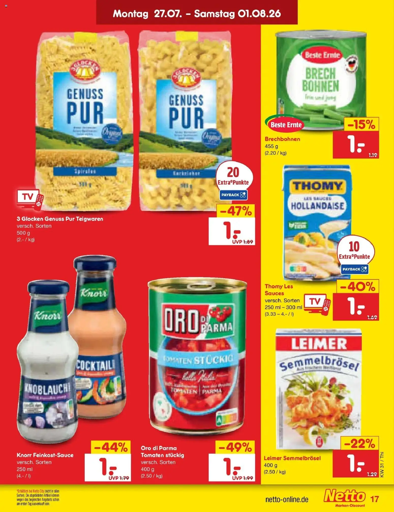 Netto Marken-Discount Prospekt Pirna – gültig ab 27.07.2026 | Seite: 27 | Produkte: Tomaten, Knorr, Oro di parma, Knoblauch