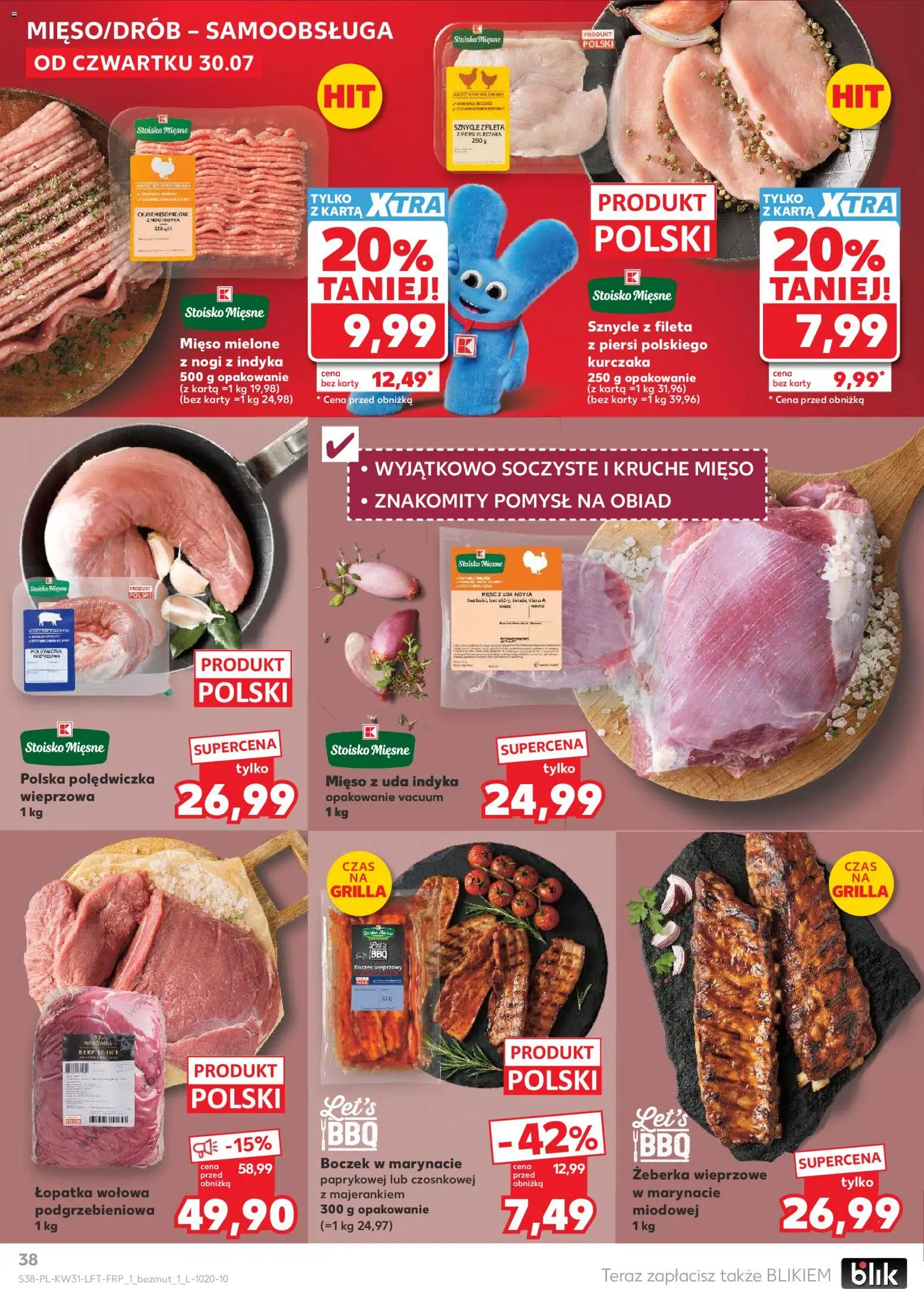 Kaufland gazetka od 30.07.2026 | Strona: 38 | Produkty: Karta, Żeberka, Żeberka wieprzowe, Piersi