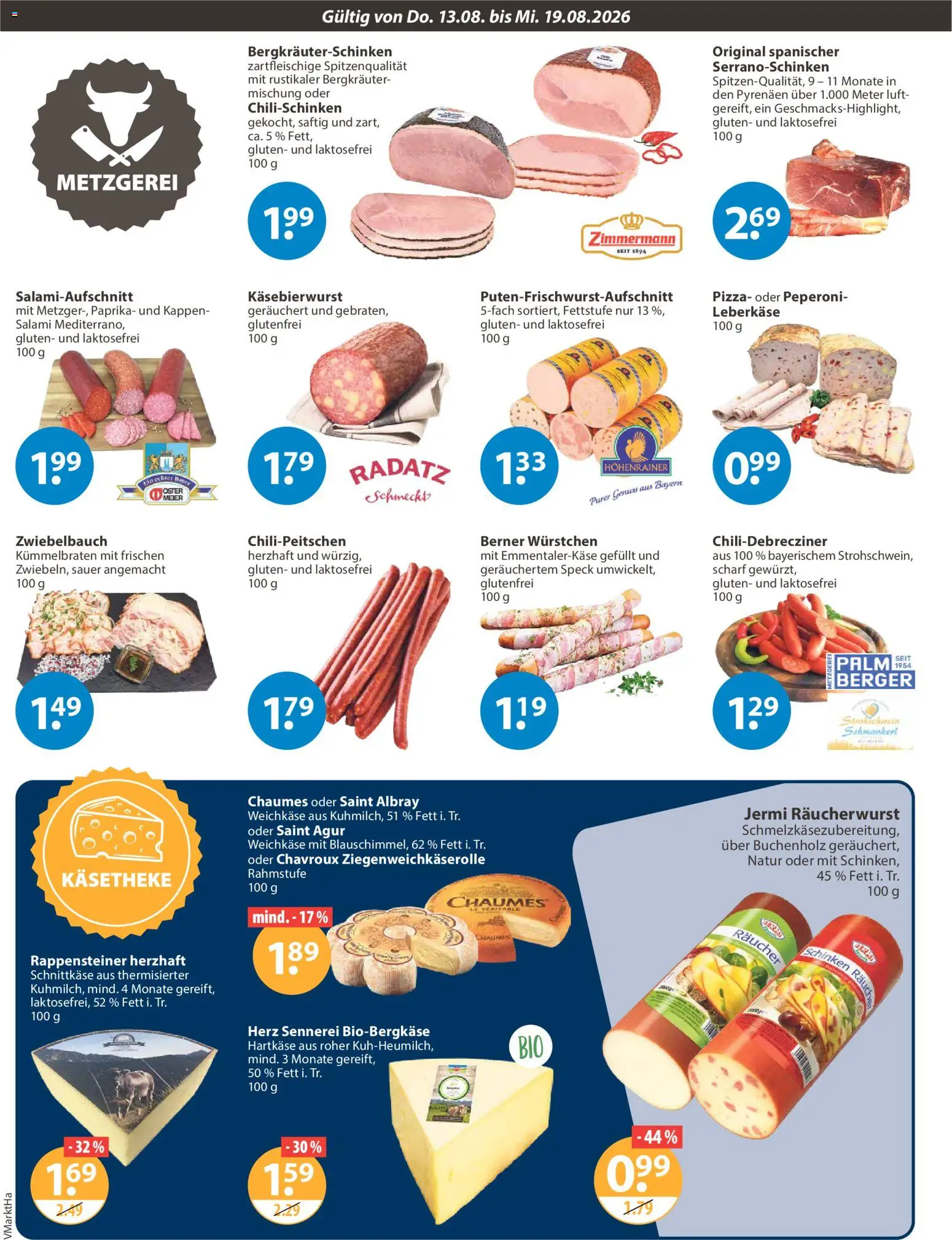 V-Markt Angebote – gültig ab 13.08.2026 | Seite: 2 | Produkte: Paprika, Salami, Schinken, Leberkase