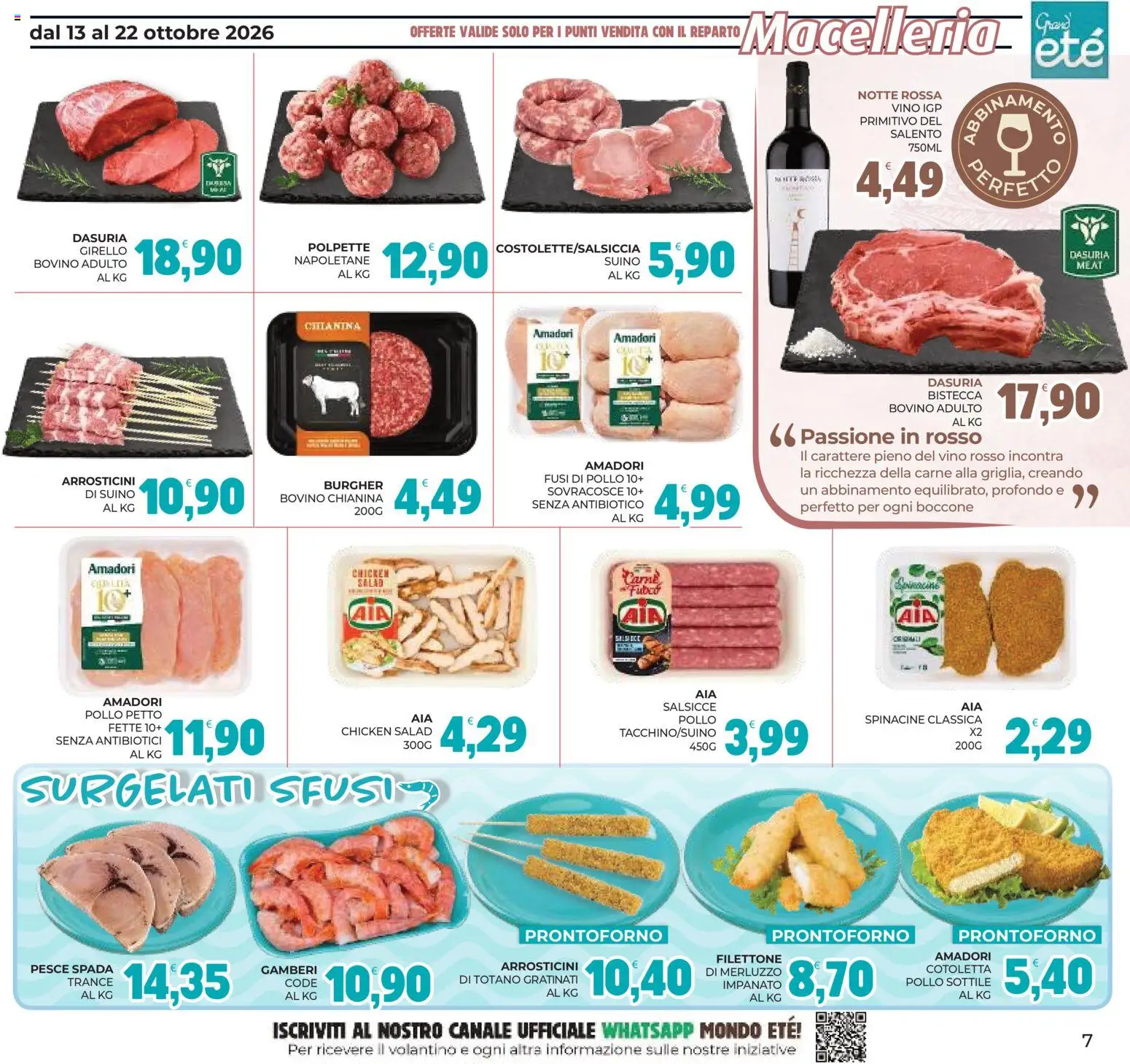 Volantino Eté del 13/10/2026 | Pagina: 7 | Prodotti: Bovino, Merluzzo, Carne, Vino rosso