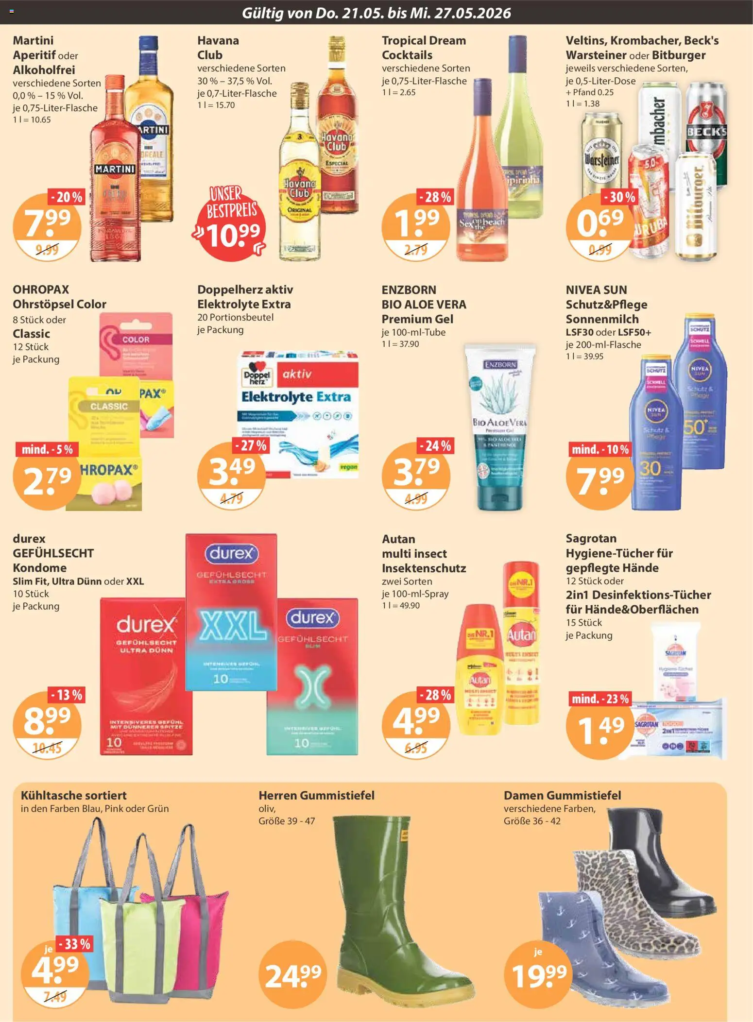 V-Markt Angebote – gültig ab 21.05.2026 | Seite: 14 | Produkte: Martini, Bitburger, Warsteiner, Gummistiefel
