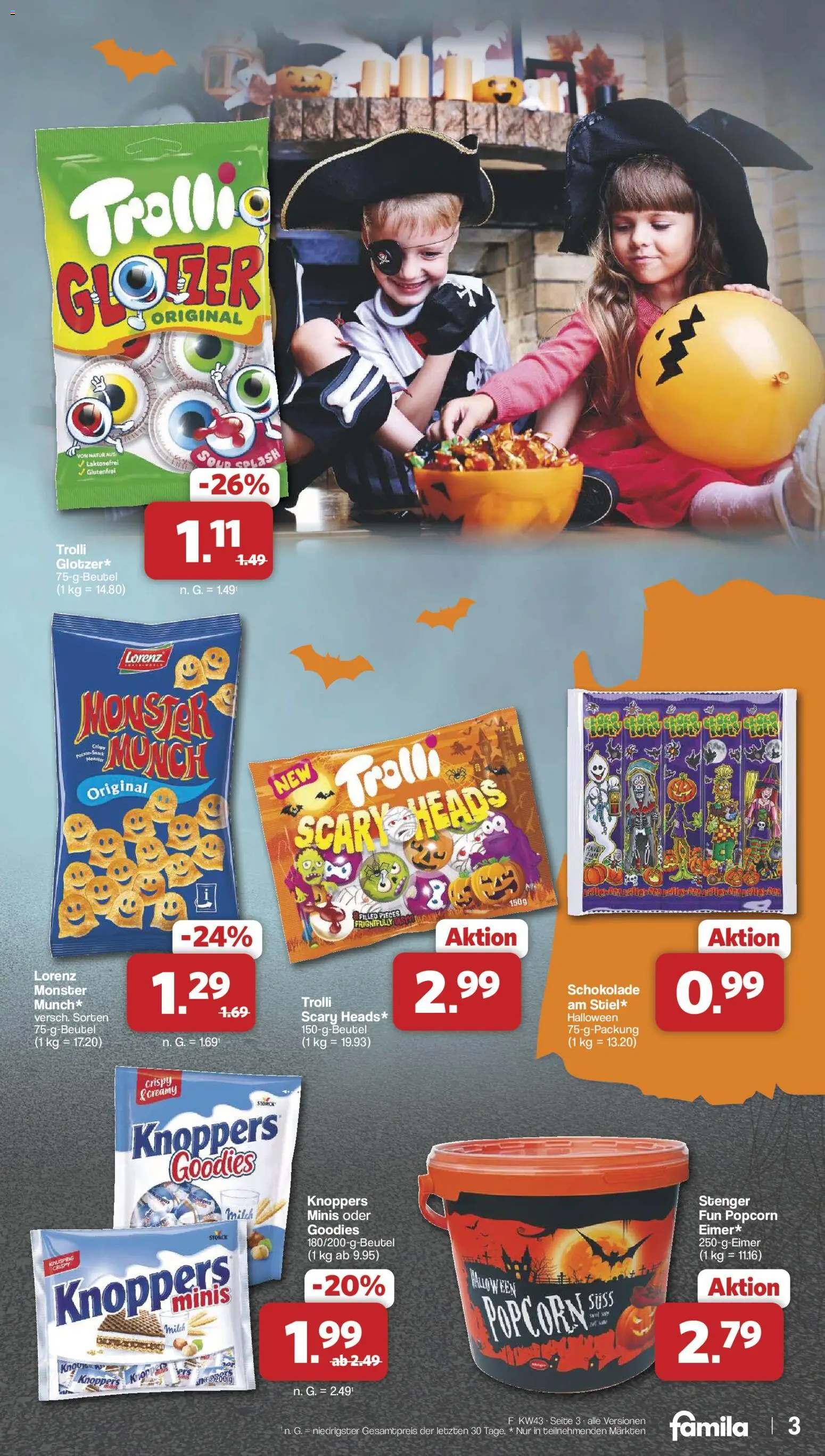 Famila Nordwest Halloween-Sonderangebote – gültig ab 19.10.2026 | Seite: 3 | Produkte: Milch, Schokolade, Monster, Knoppers
