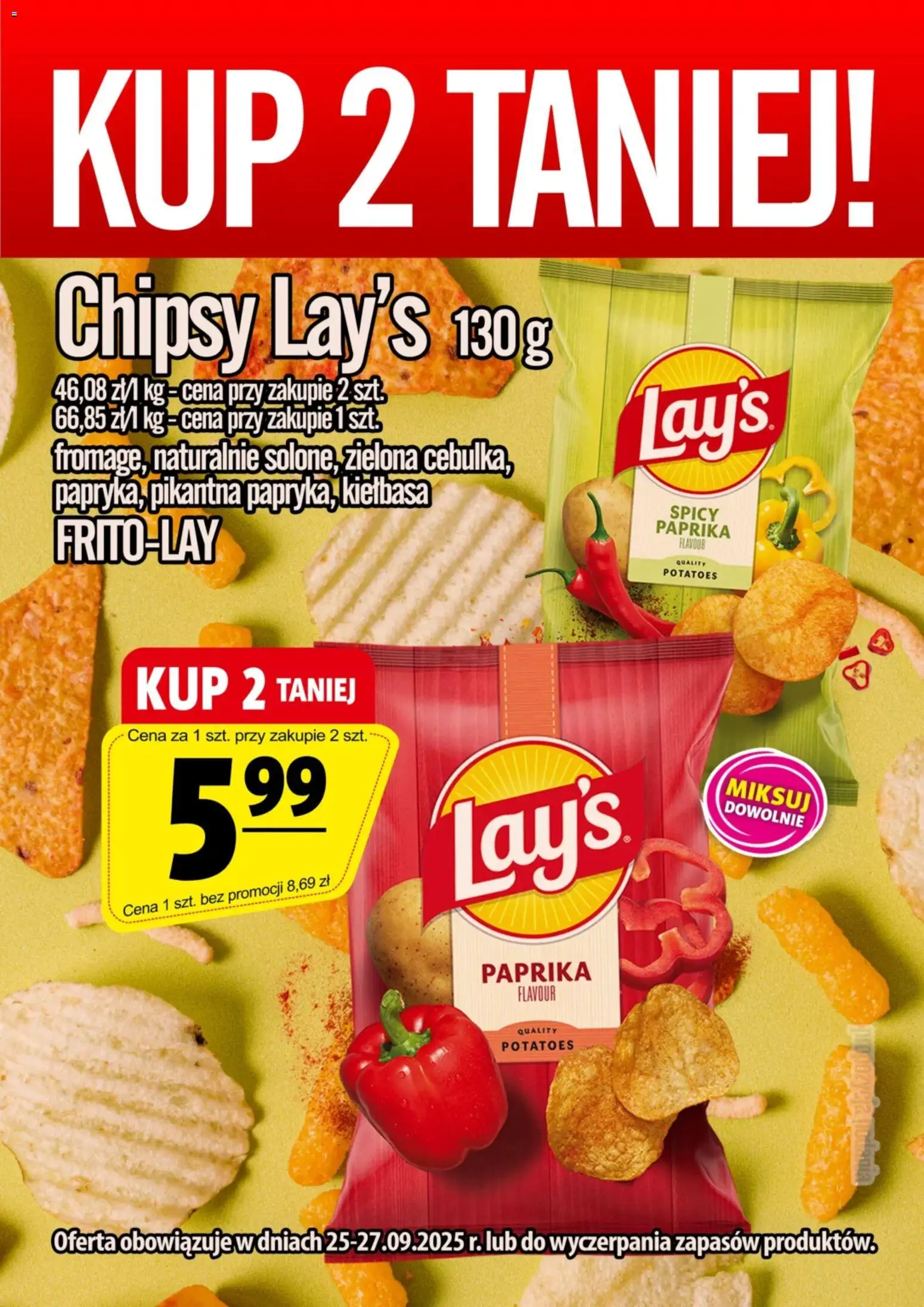 Prim Market promocja - Chipsy Lay's od 25.09.2026 | Strona: 1 | Produkty: Kiełbasa, Chipsy