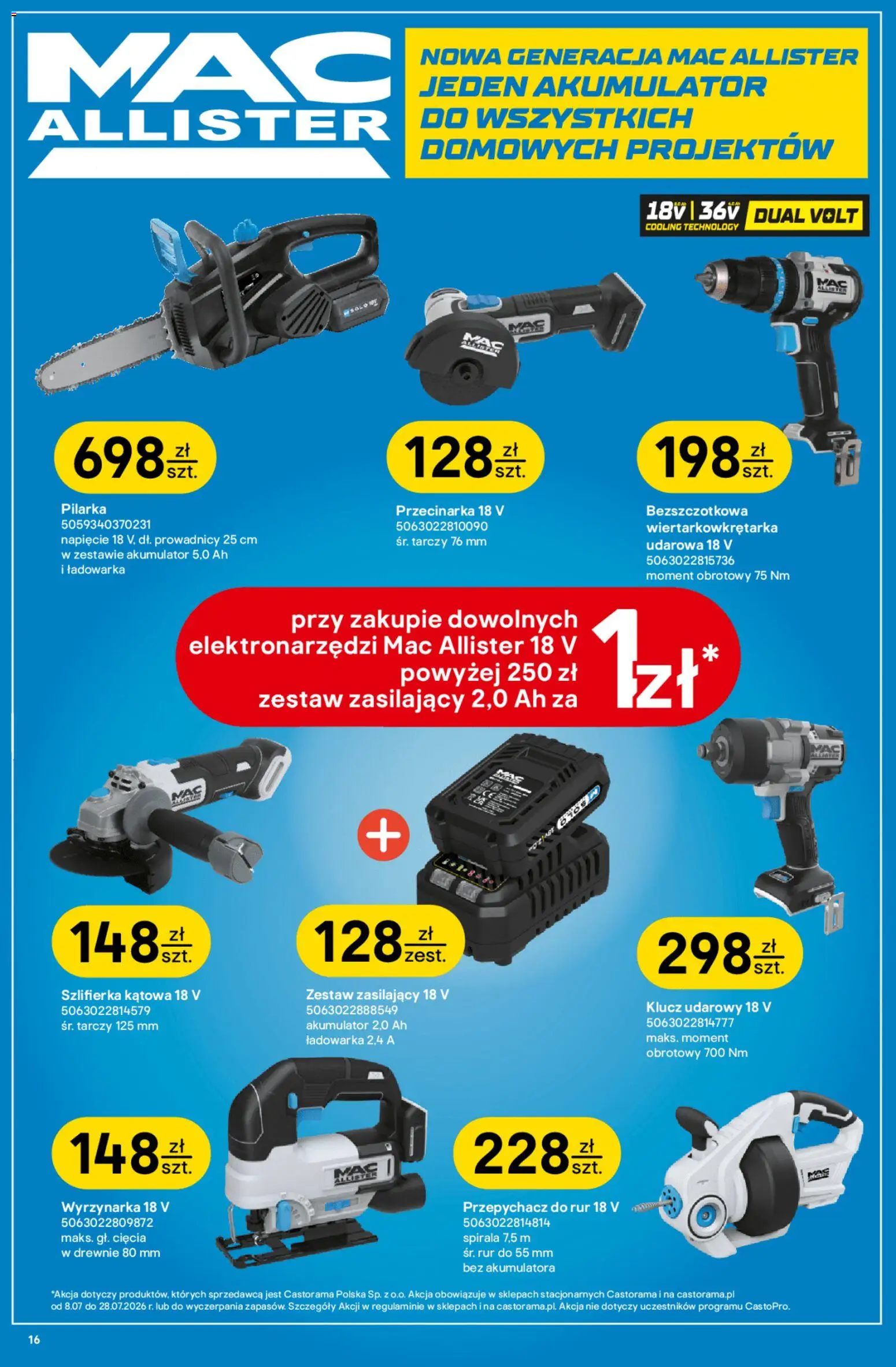 Castorama gazetka od 08.07.2026 | Strona: 16 | Produkty: Ładowarka, Klucz udarowy