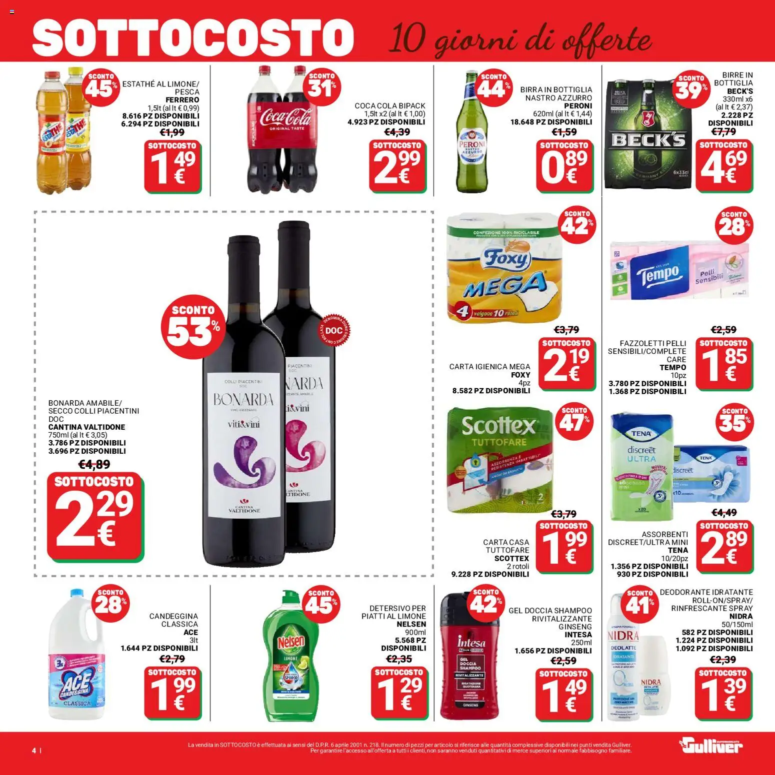 Volantino Gulliver del 28/08/2026 | Pagina: 4 | Prodotti: Shampoo, Carta igienica, Assorbenti, Doccia