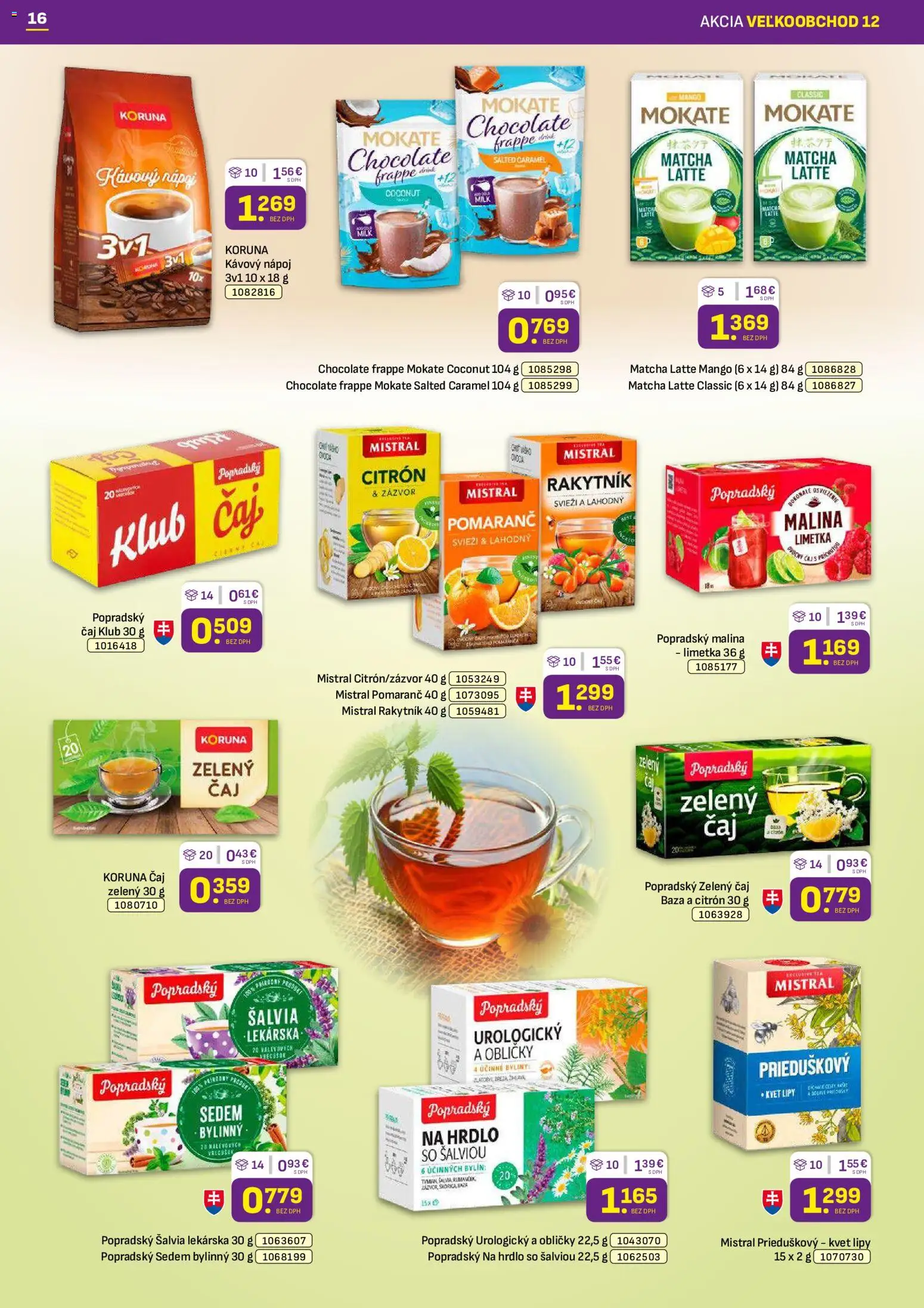 Nové Libex akcie – leták je platný od 15.06.2026 | Strana: 16 | Produkty: Limetka, Zázvor, Čaj, Mango